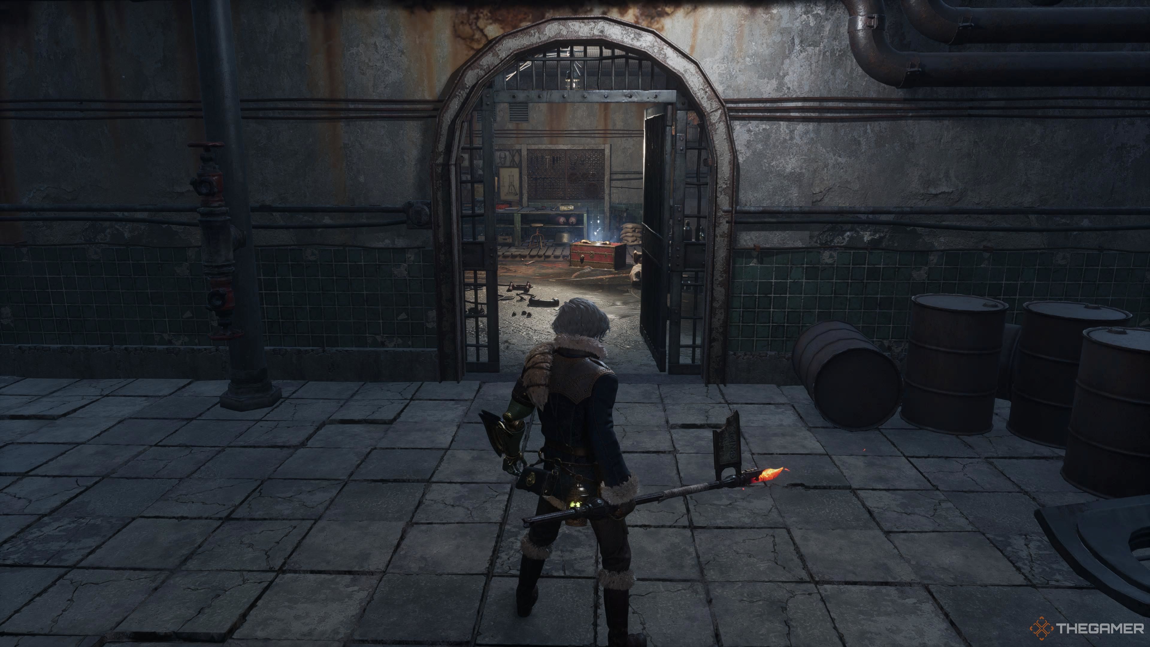The room with the chest after killing the dualwielding mutant miniboss in Lies Of P Overture.