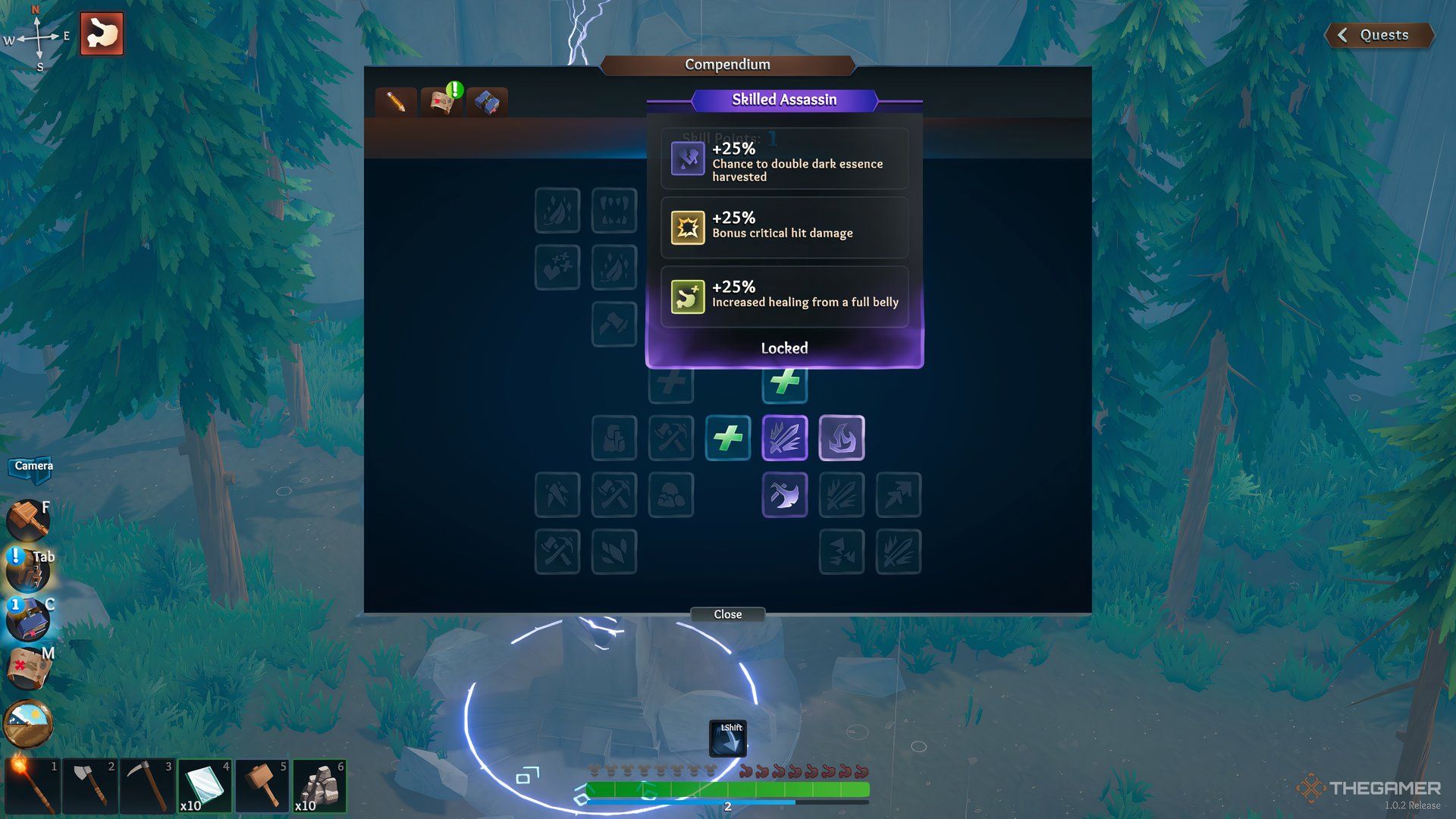 The Skill menu is shown in Len's Island with combat skills.