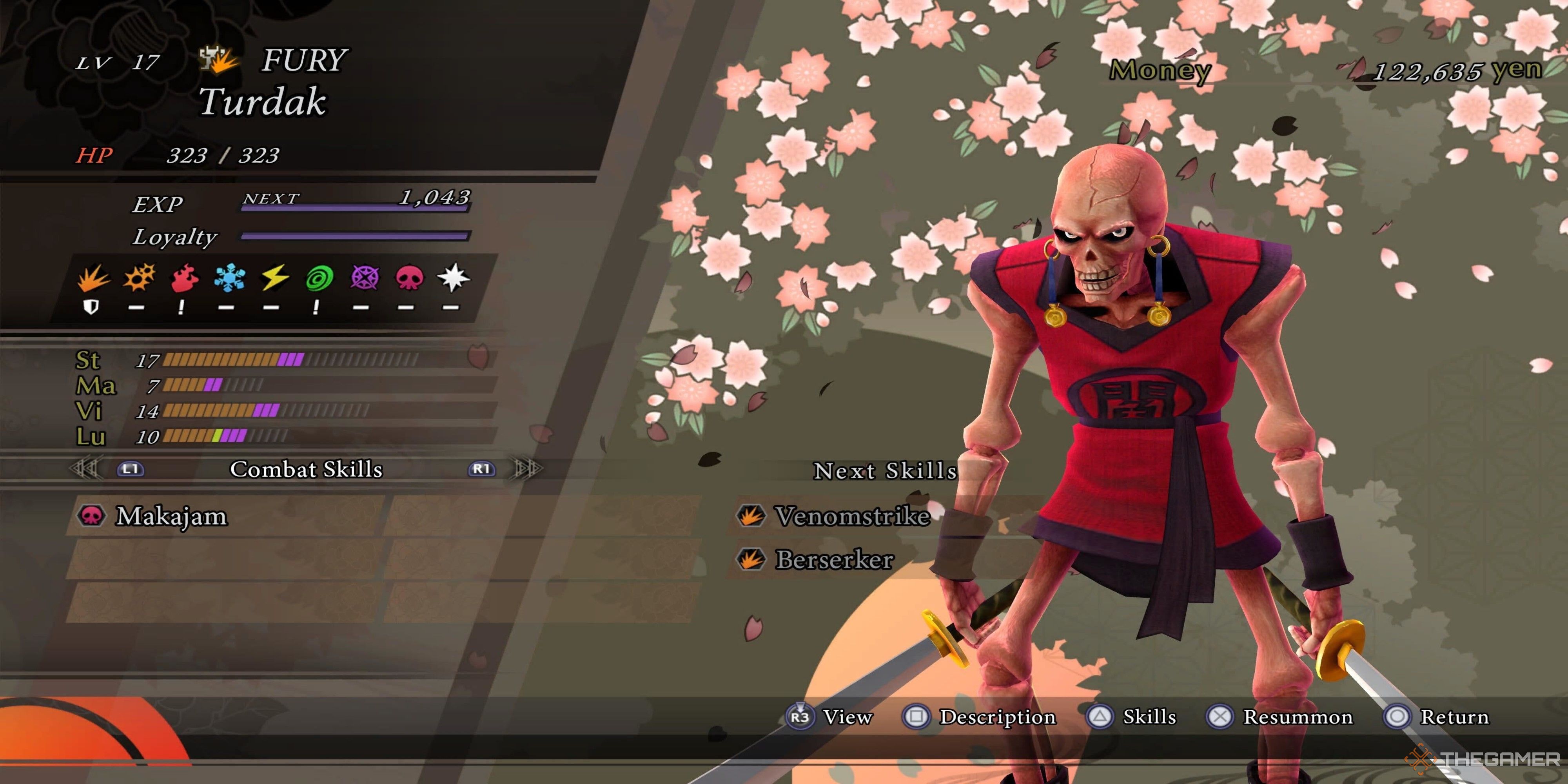 Turdak demon screen and stats from raidou remastered.