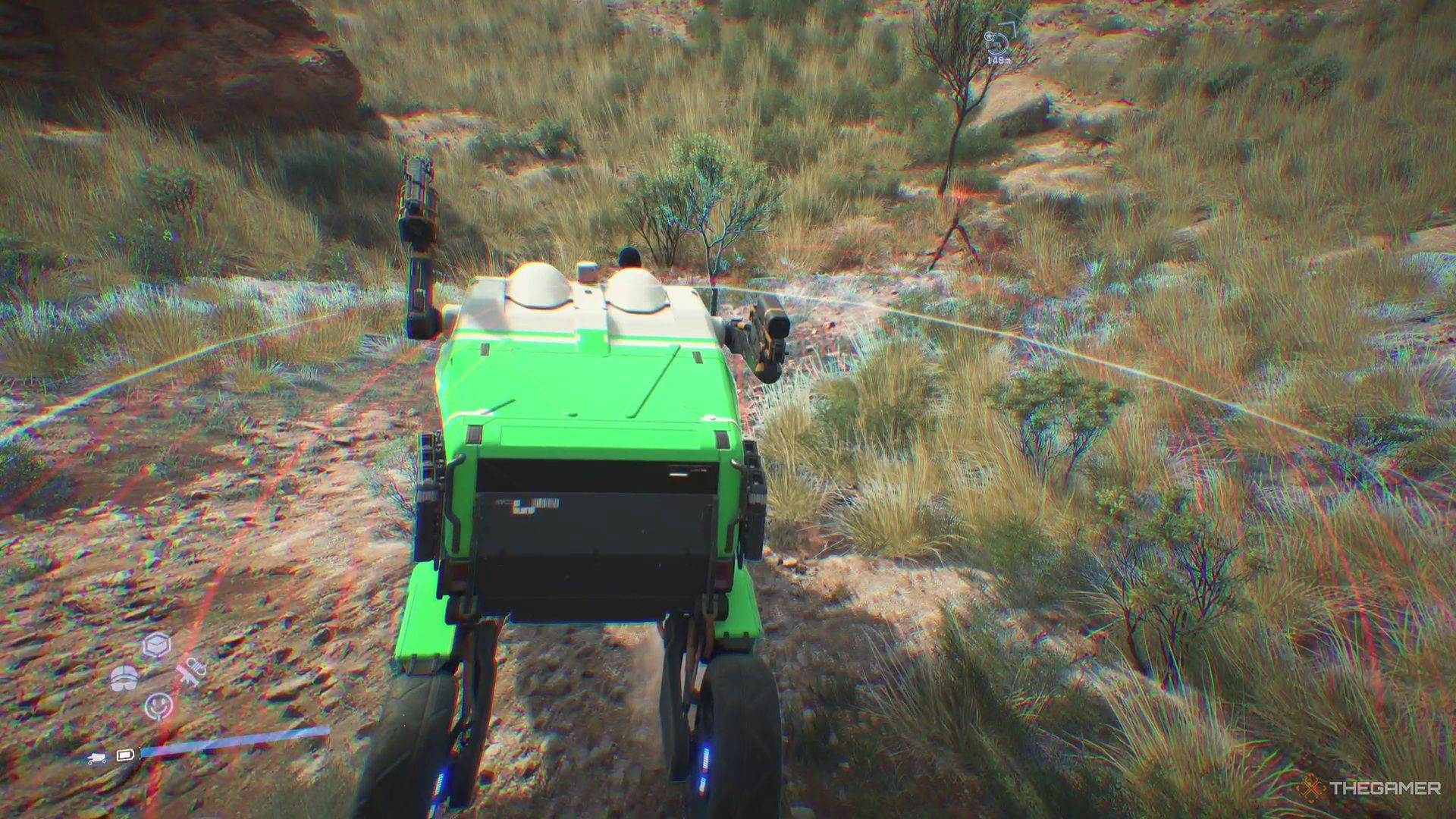 Sam narrowly avoids a homing mine while driving a truck in Death Stranding 2. 