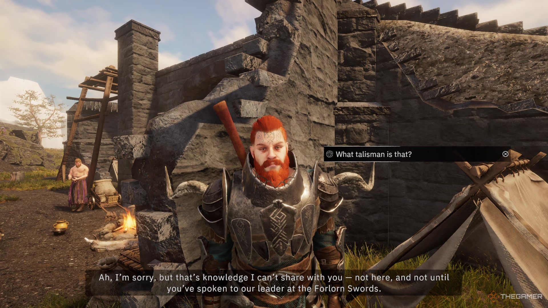Player character speaking to Kvorr after rescuing Pup and being told about a Talisman in Tainted Grail: The Fall Of Avalon.