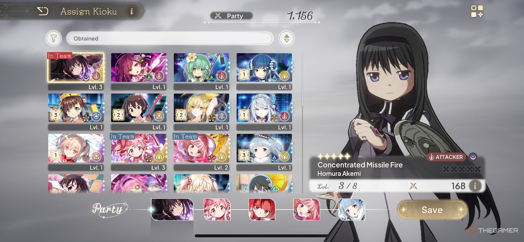 16 characters  in Madoka Magica Magia Exedra on the character select screen.