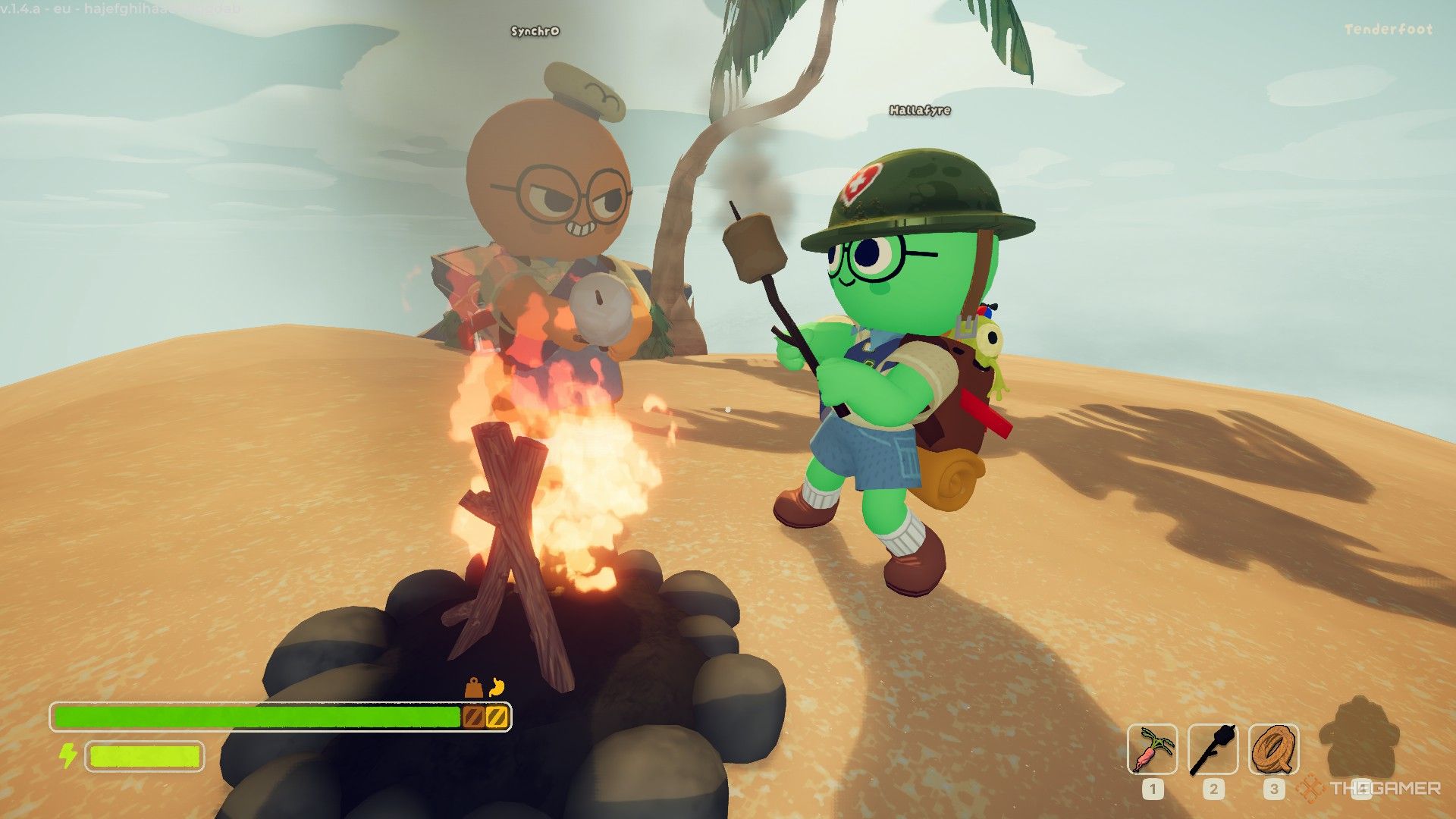 Players at the campfire in the game Peak.