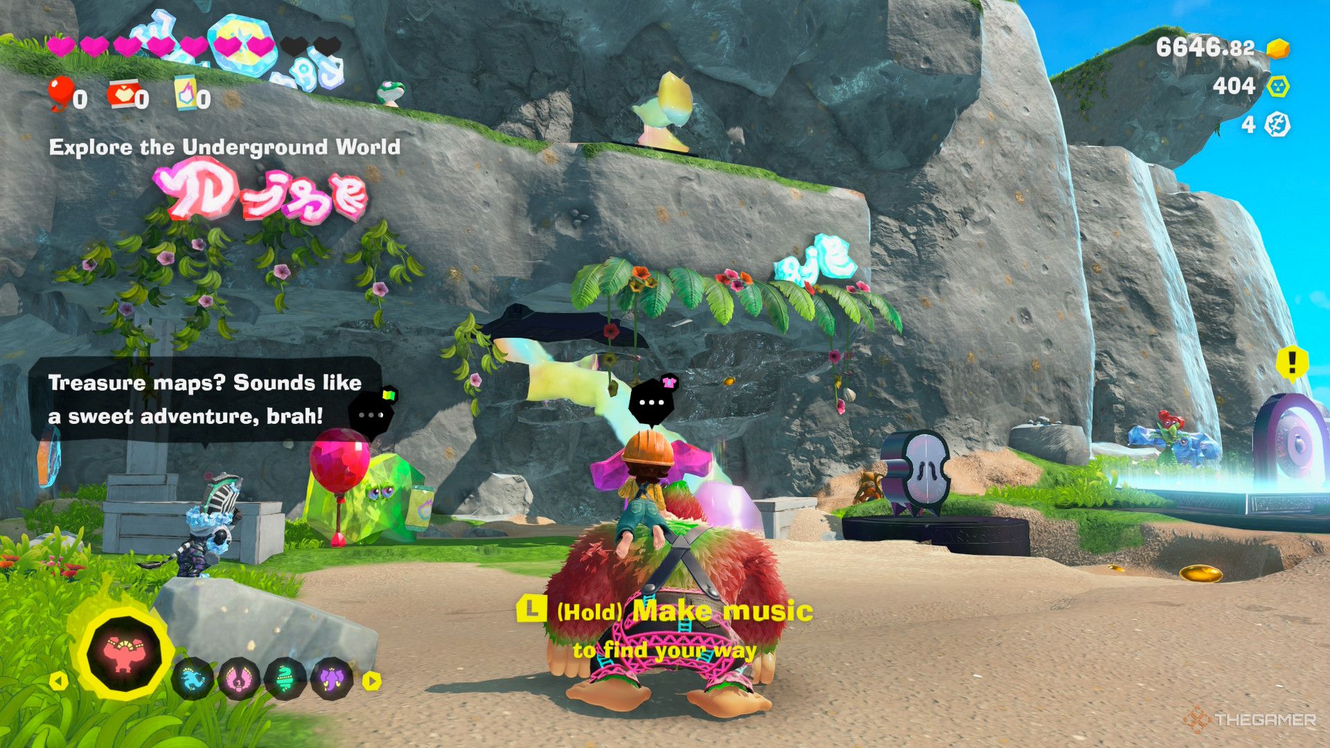 POV of builder looking at Mine Cart Country in Donkey Kong Bananza