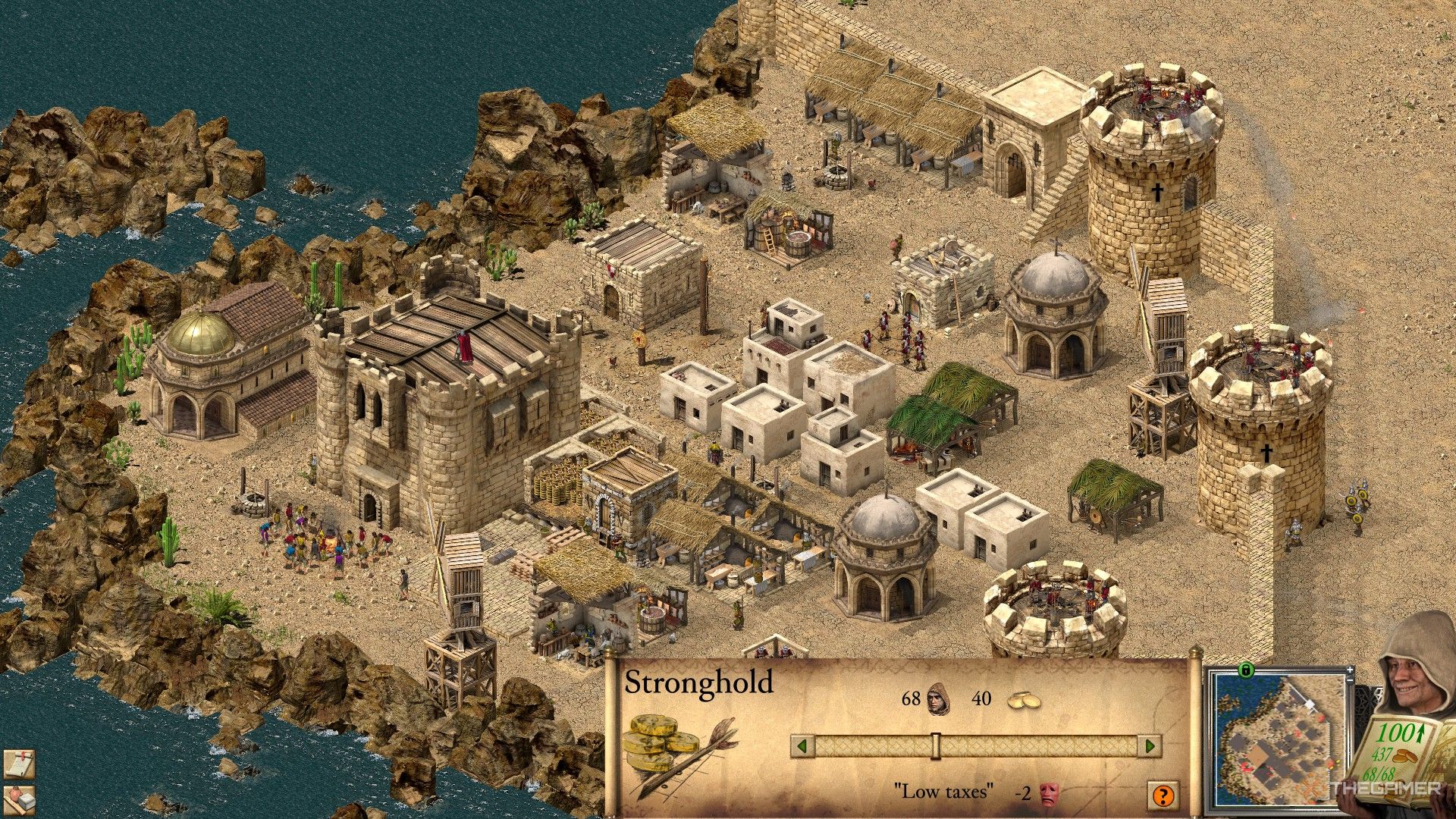 the taxation slider is adjusted from the keep in stronghold crusader: definitive edition.