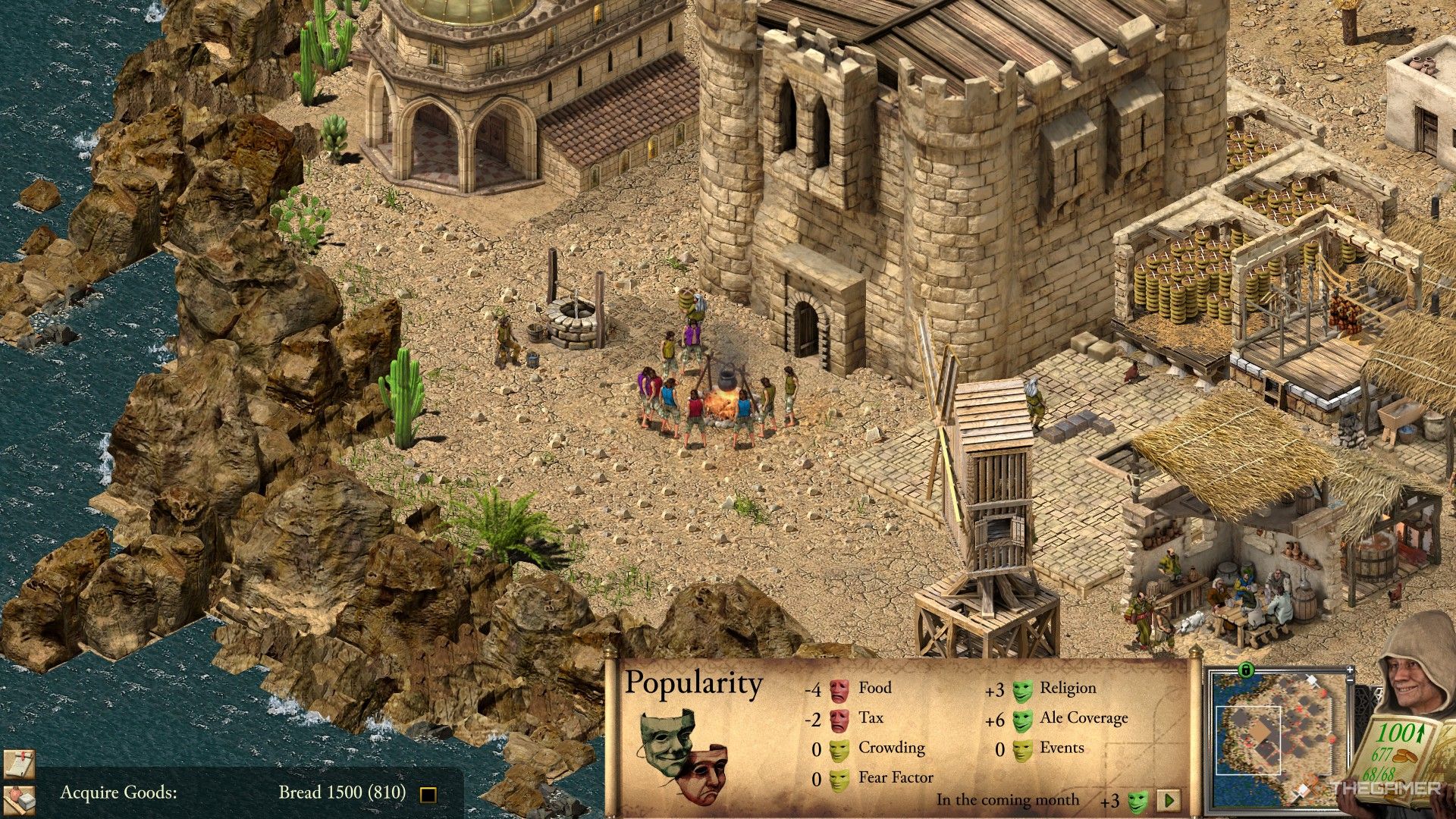 a player in stronghold crusader: definitive edtion has positive popularity, despite taxation and half rations, thanks to religion and ale coverage.