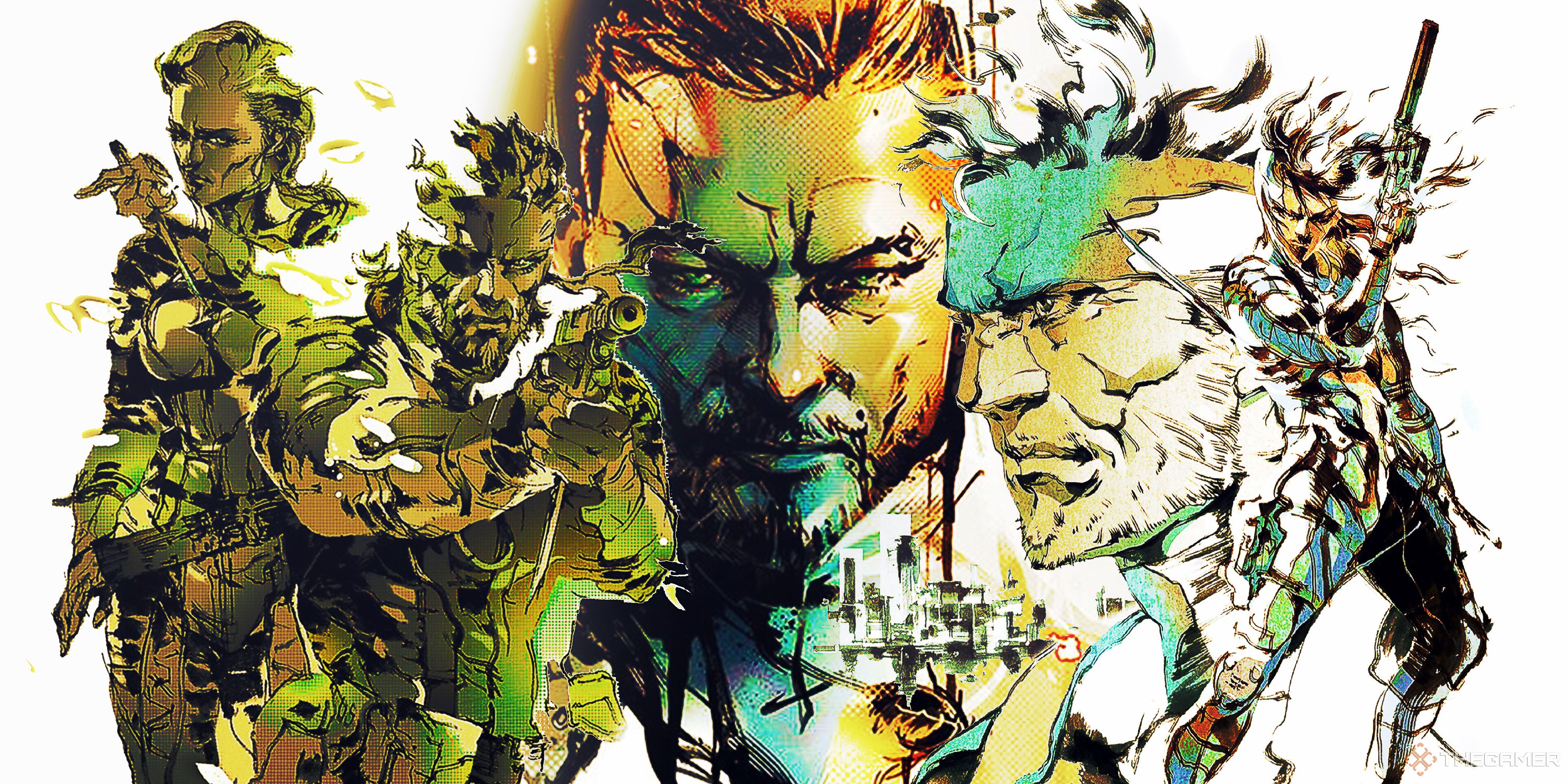Metal Gear Solid 1 and 3 and Death Stranding. Art by Yoji Shinkawa.