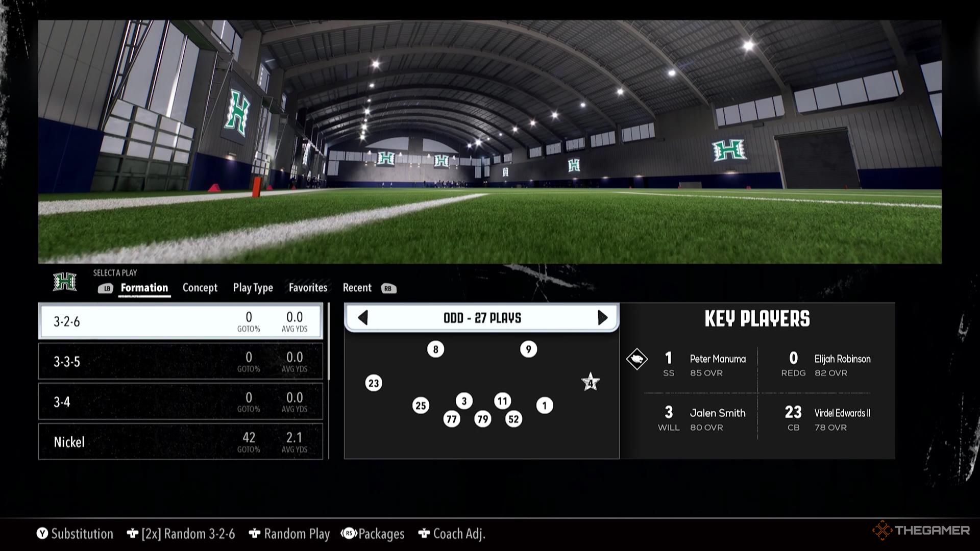 A 3-2-6 formation in College Football 26.