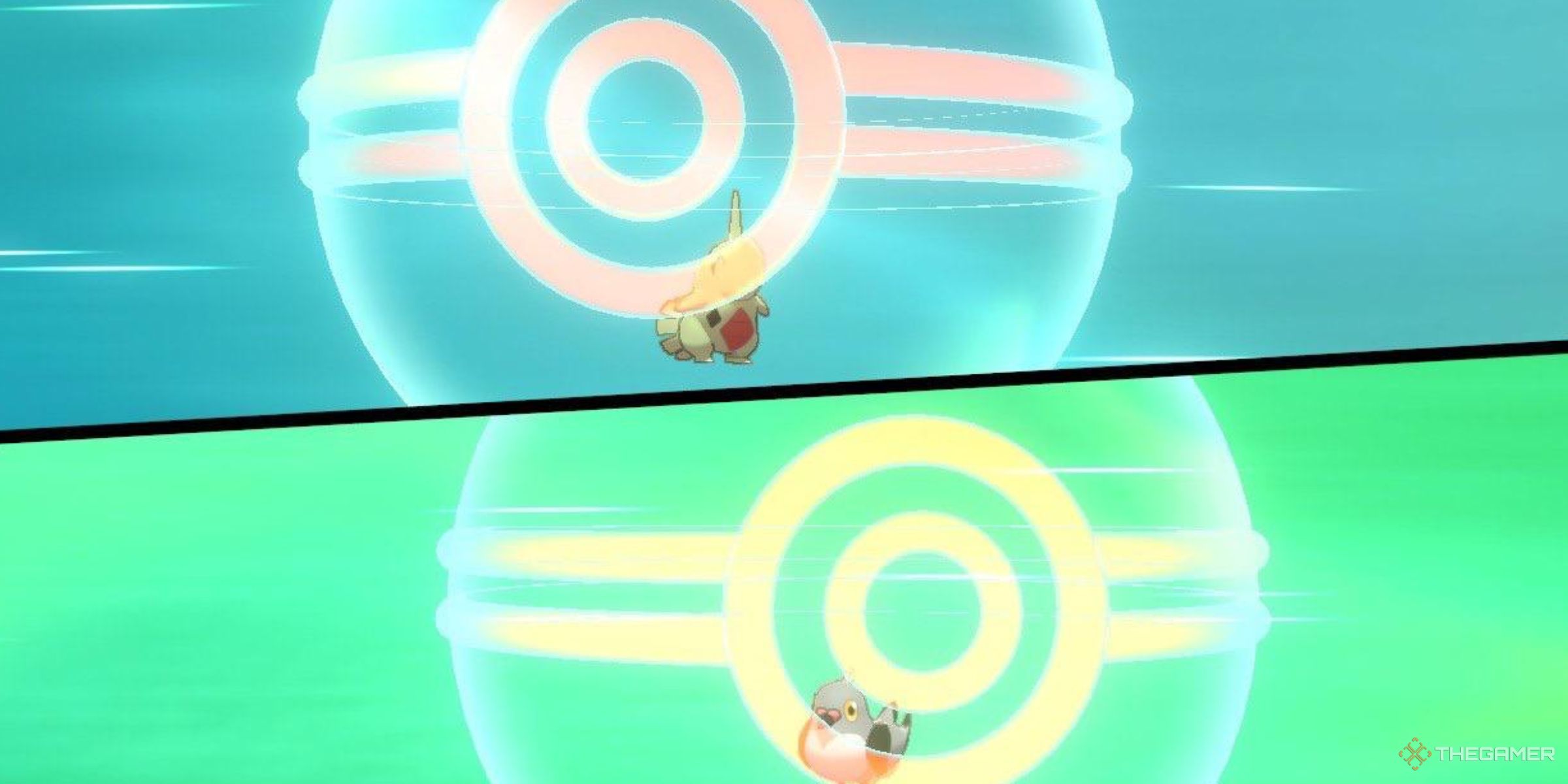 A Lavitar being Surprise traded for a Pidove in Pokemon Sword and Shield.