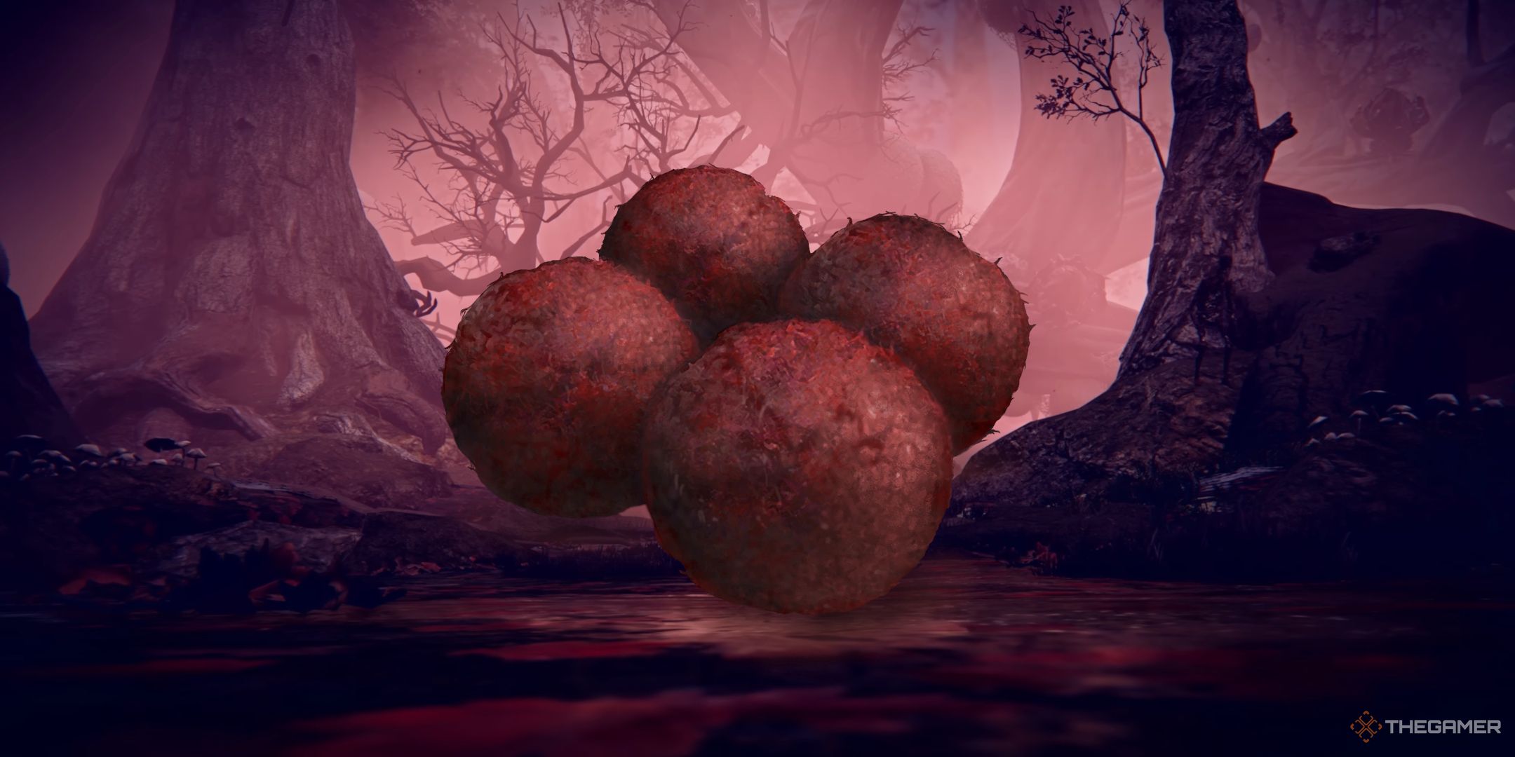 A picture showing the Staunching Boluses in front of the Rotted Woods in Elden Ring Nightreign.