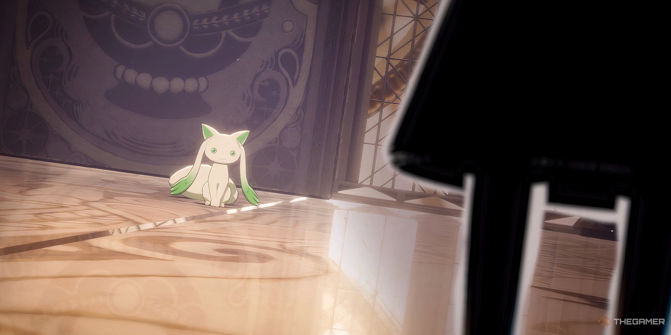 A-Q looking at the player character in Madoka Magica Magia Exedra.