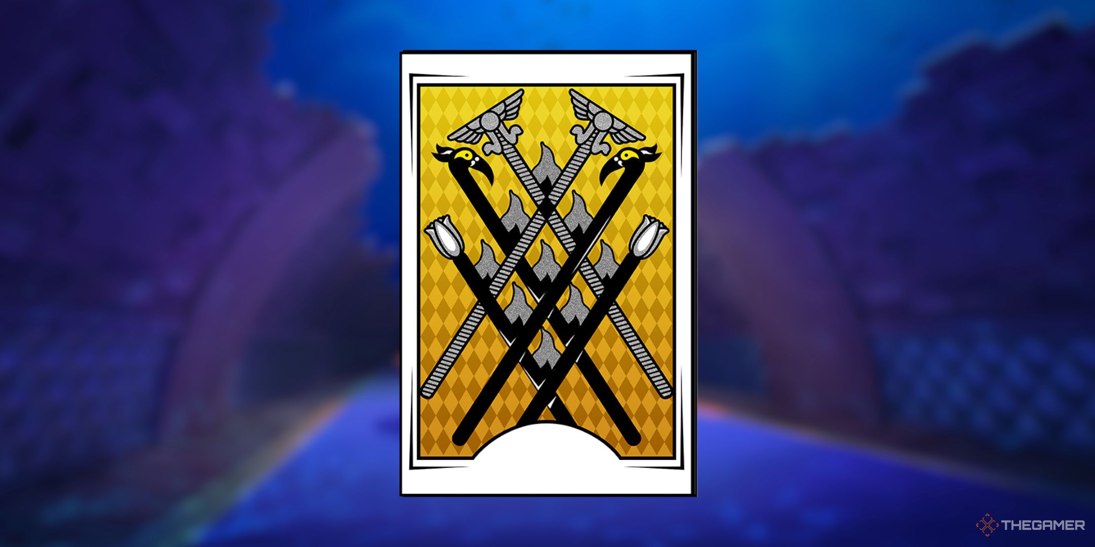 A Revelation Card with multiple staffs crossing in Persona 5 The Phantom X.