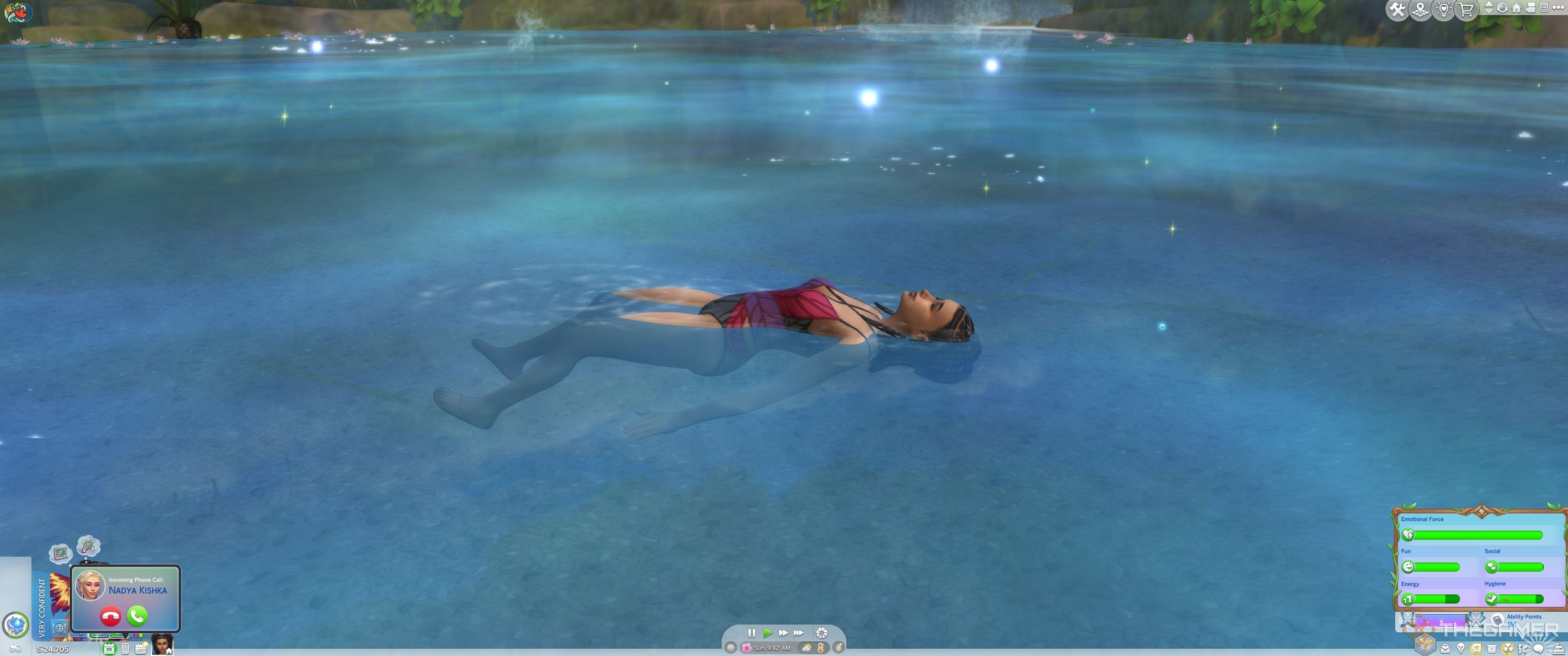A sim basking in confidence emotion  in The Sims 4 Enchanted By Nature.