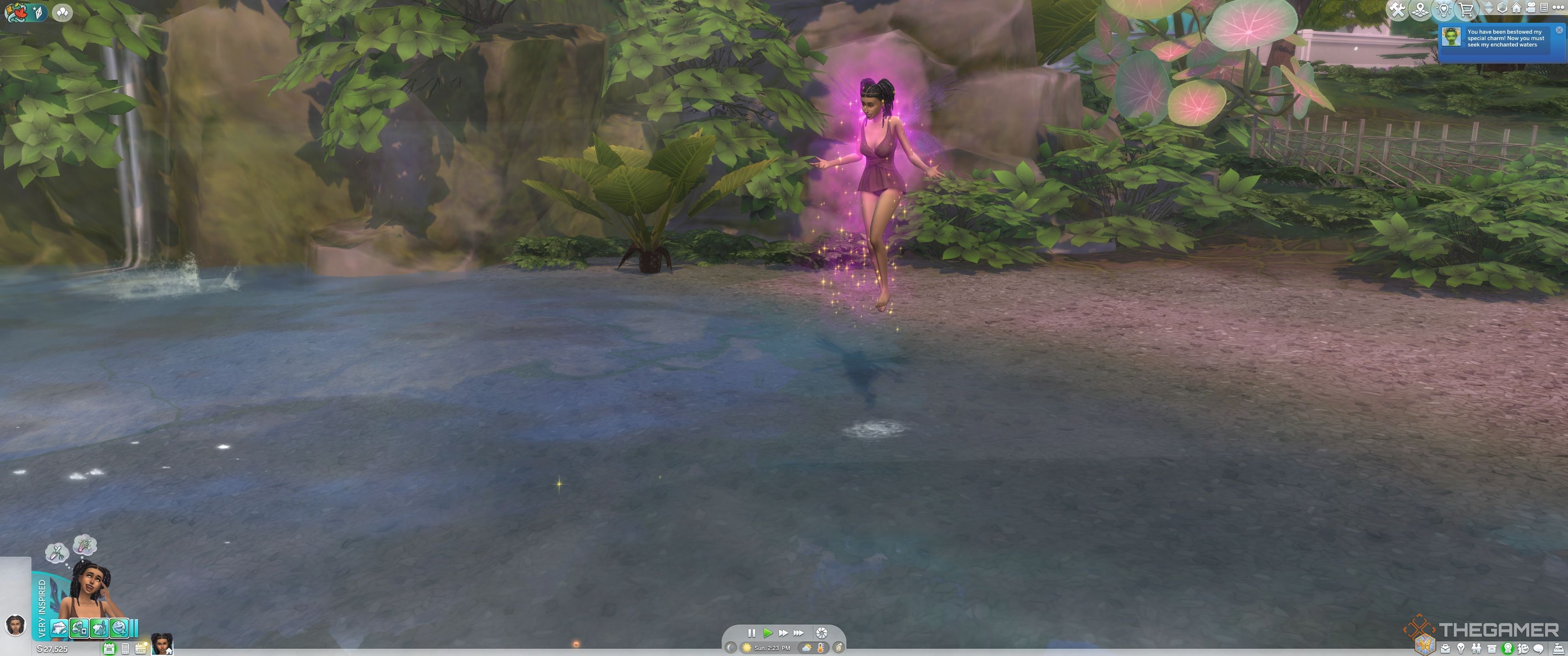 A sim becoming a fairy in the springs in .