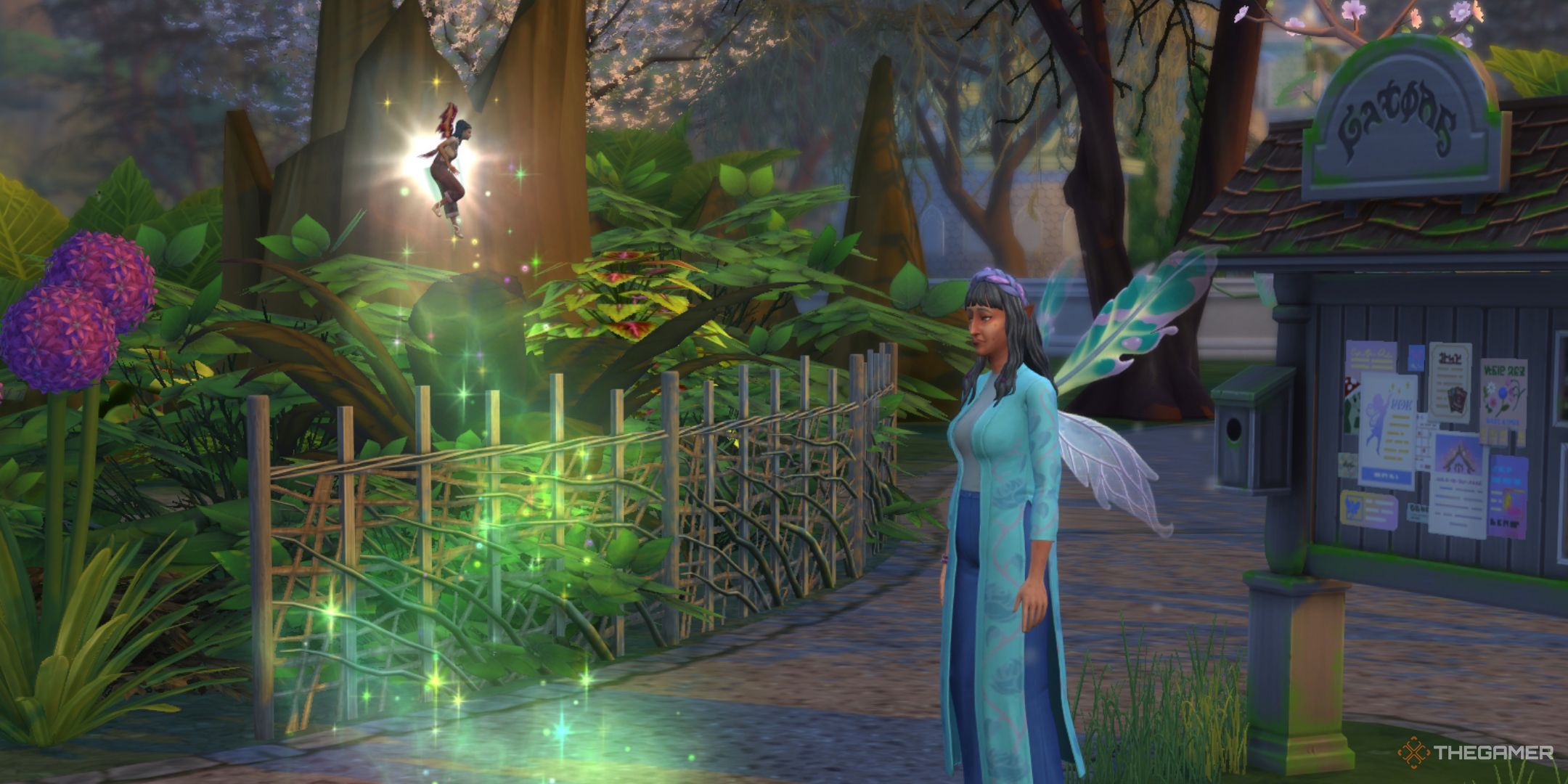 A sim going small to cure an ailment in The Sims 4 Enchanted By Nature.