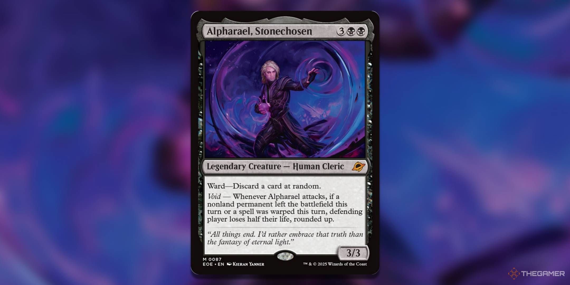 The Alpharael, Stonechosen card, from Magic: The Gathering's Edge of Eternities set.