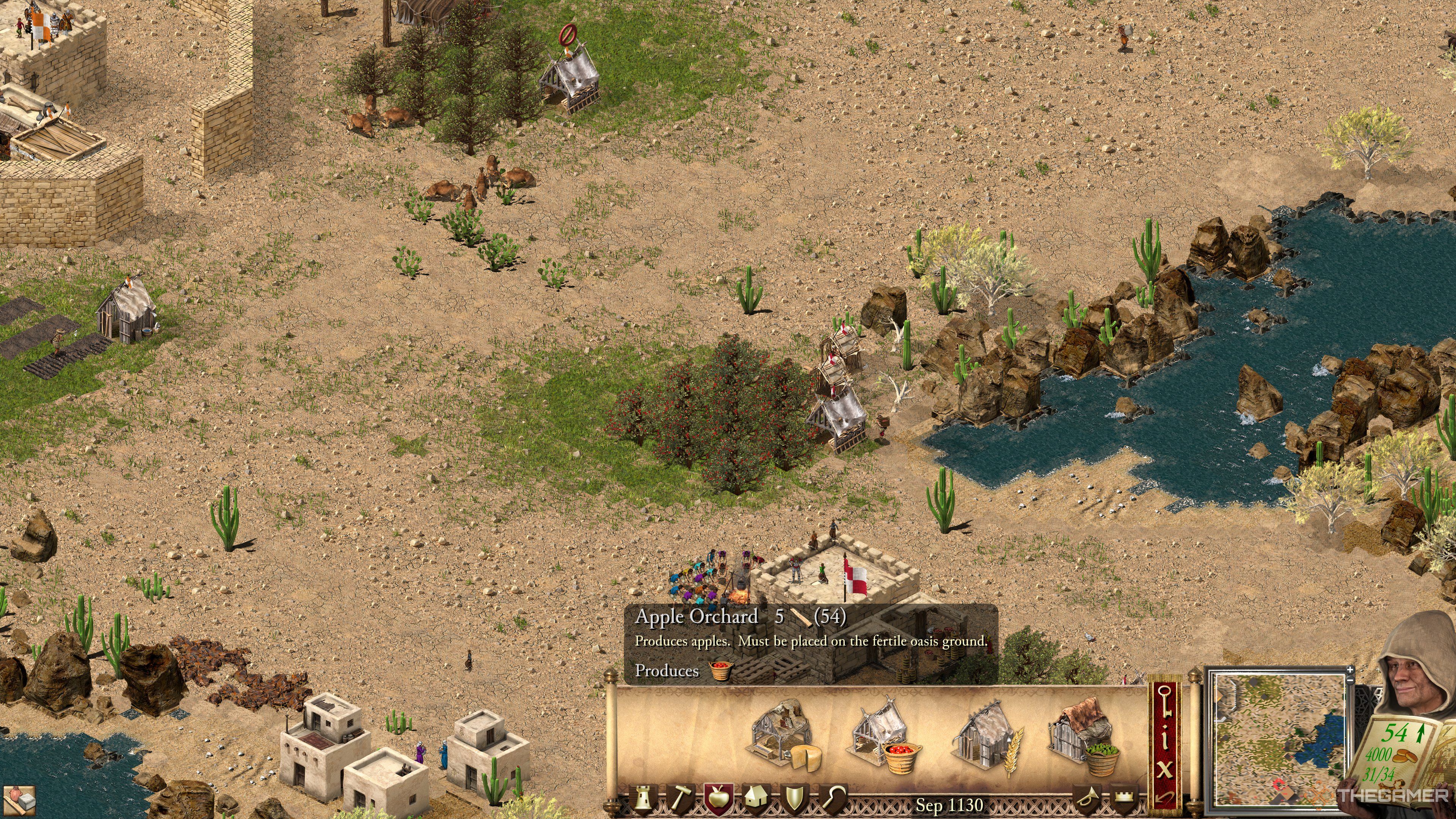 Apple Orchard and UI in Stronghold Crusader Definitive Edition.