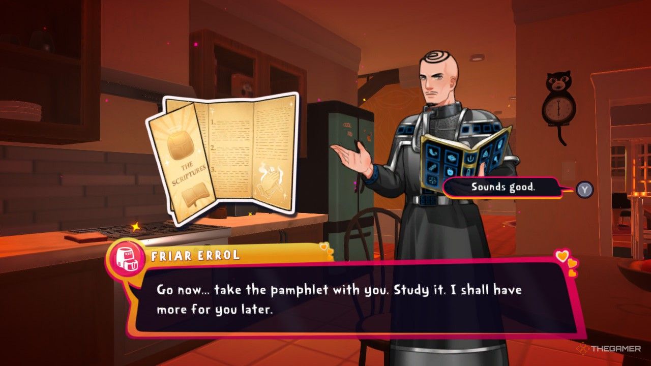 Being polite to Friar Errol in Date Everything!