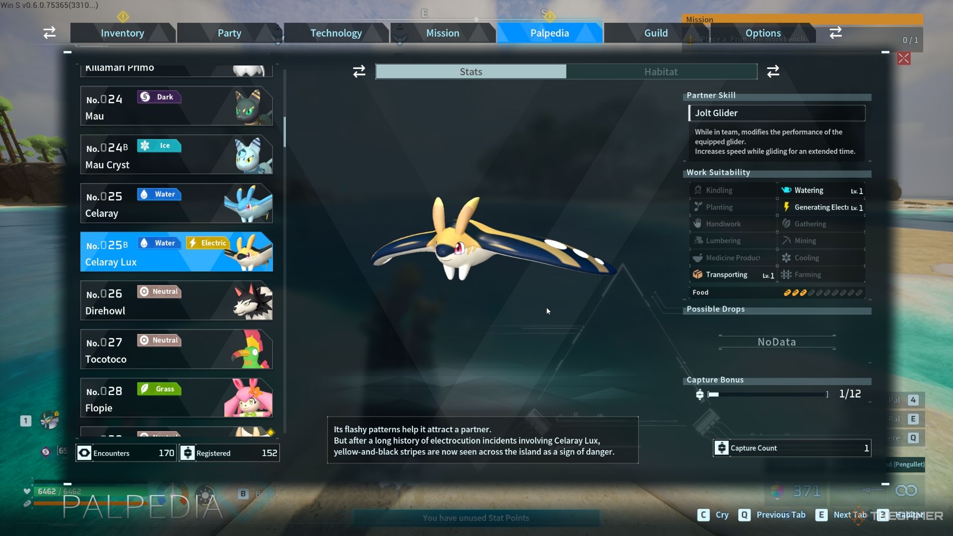 Celaray Lux entry in the Palpedia - Palworld