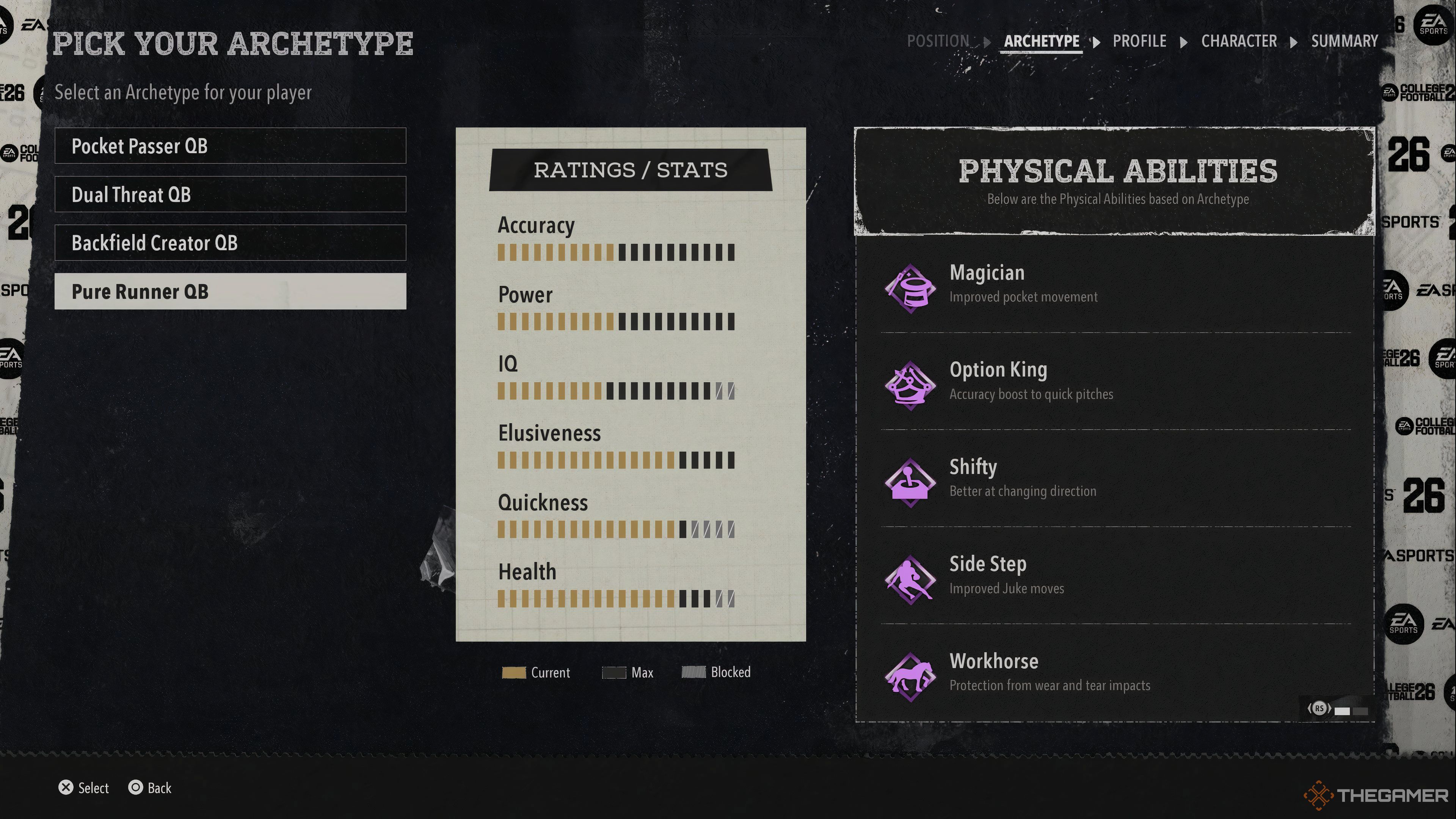 The Pure Runner stats and physical ability suite in College Football 26.