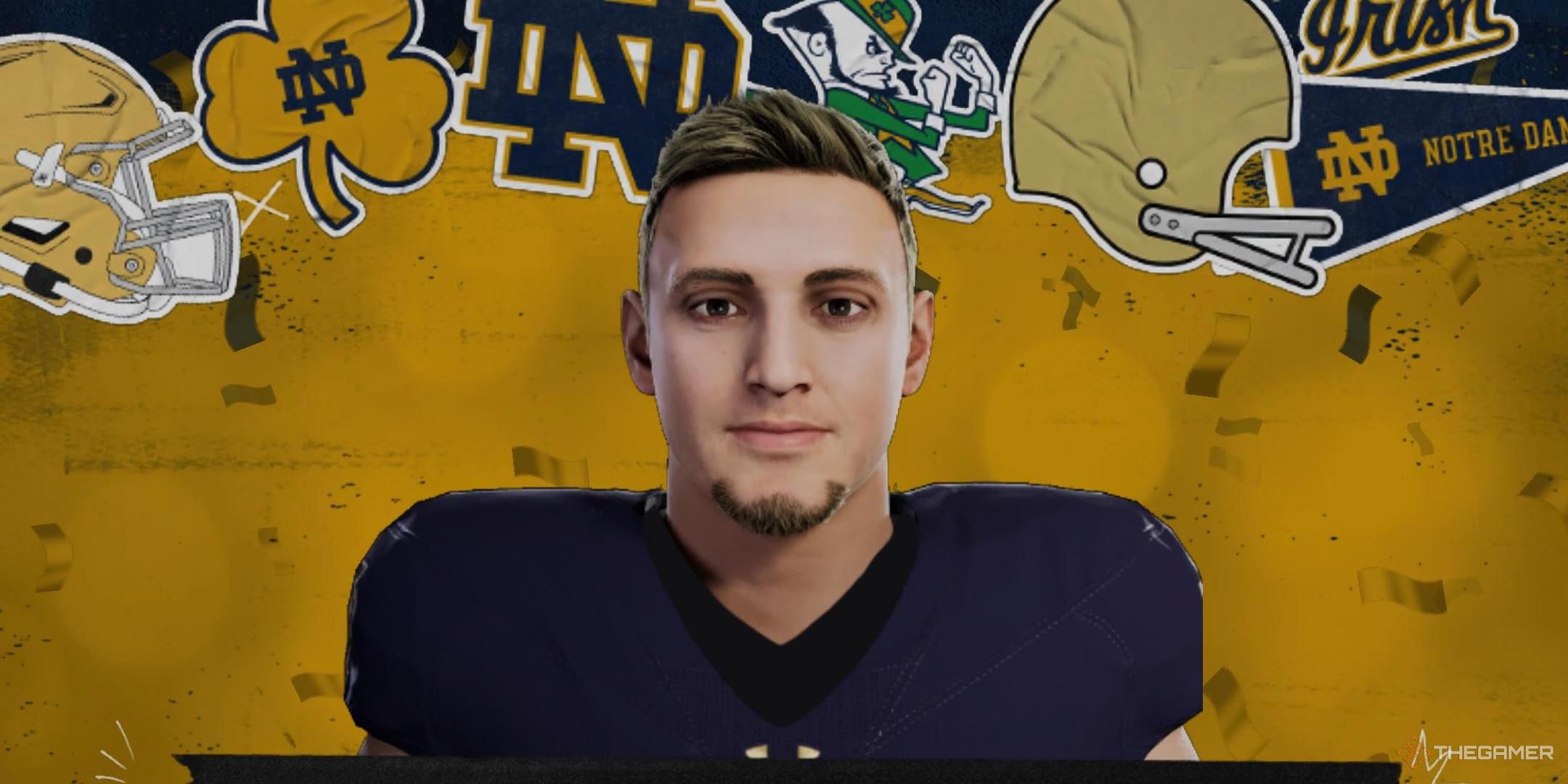 A player committing to Notre Dame in College Football 26.