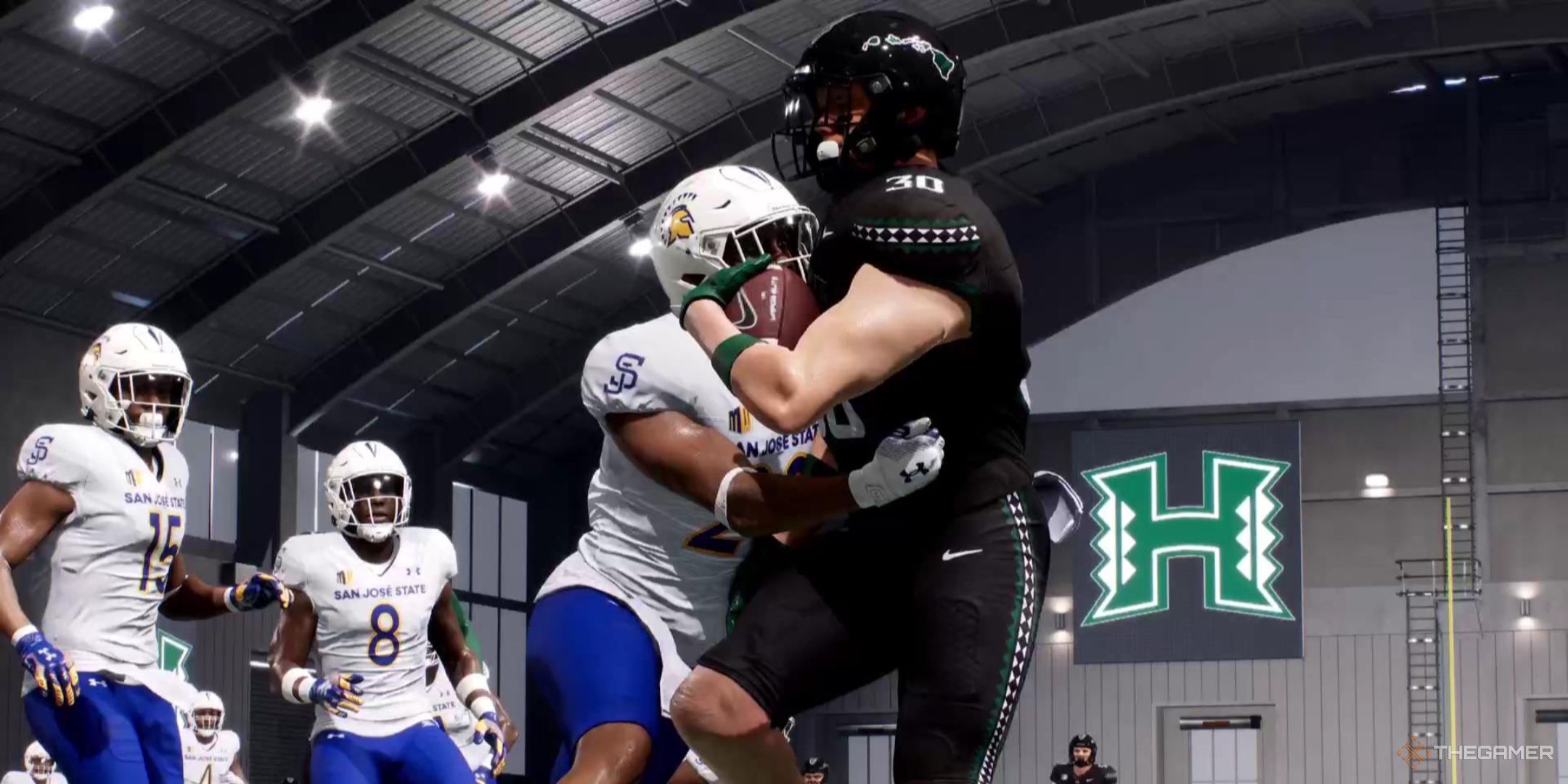 A player is being tackled in College Football 26.
