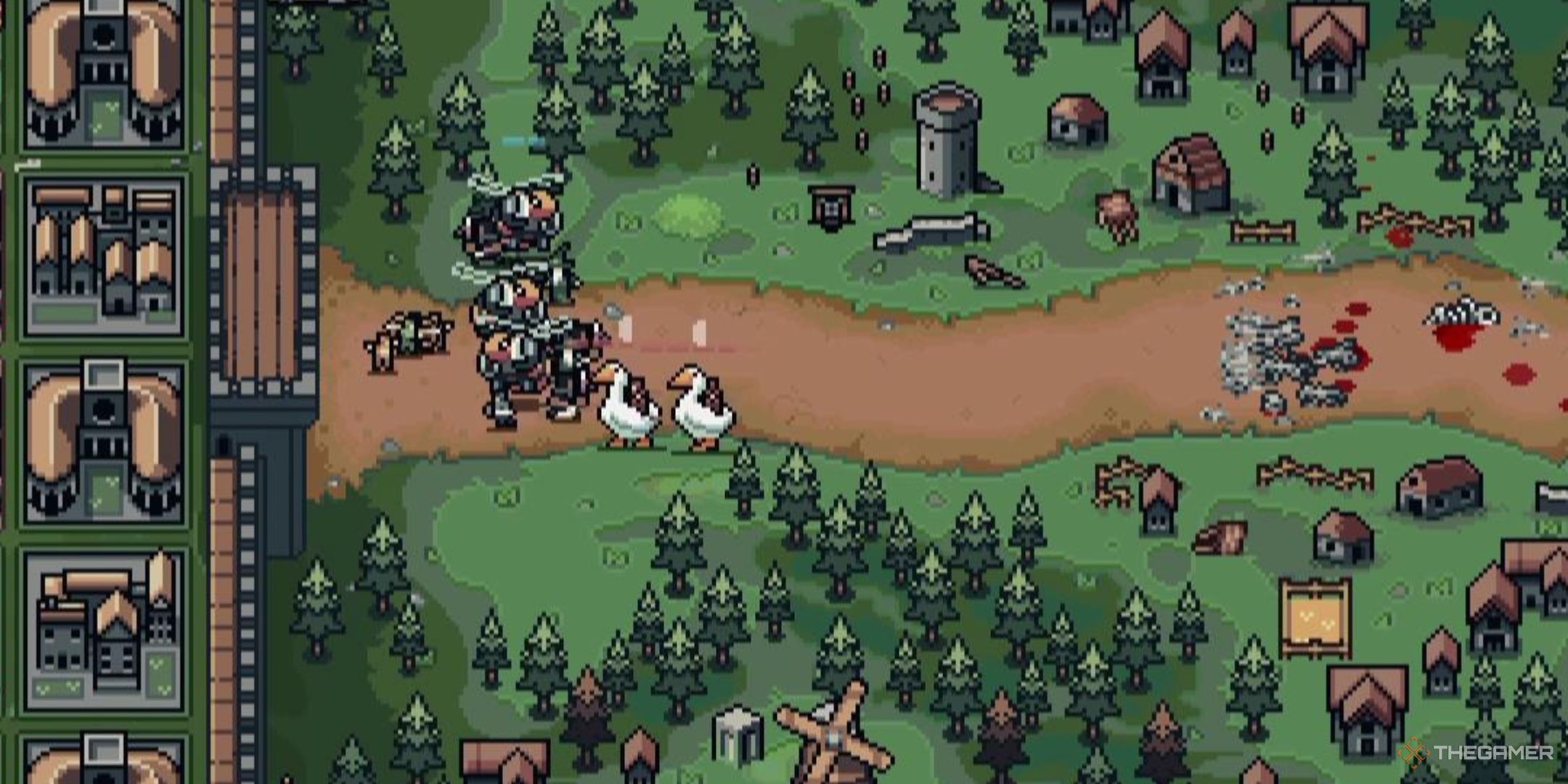 Two giant Battle Geese lead a small army in The King Is Watching.