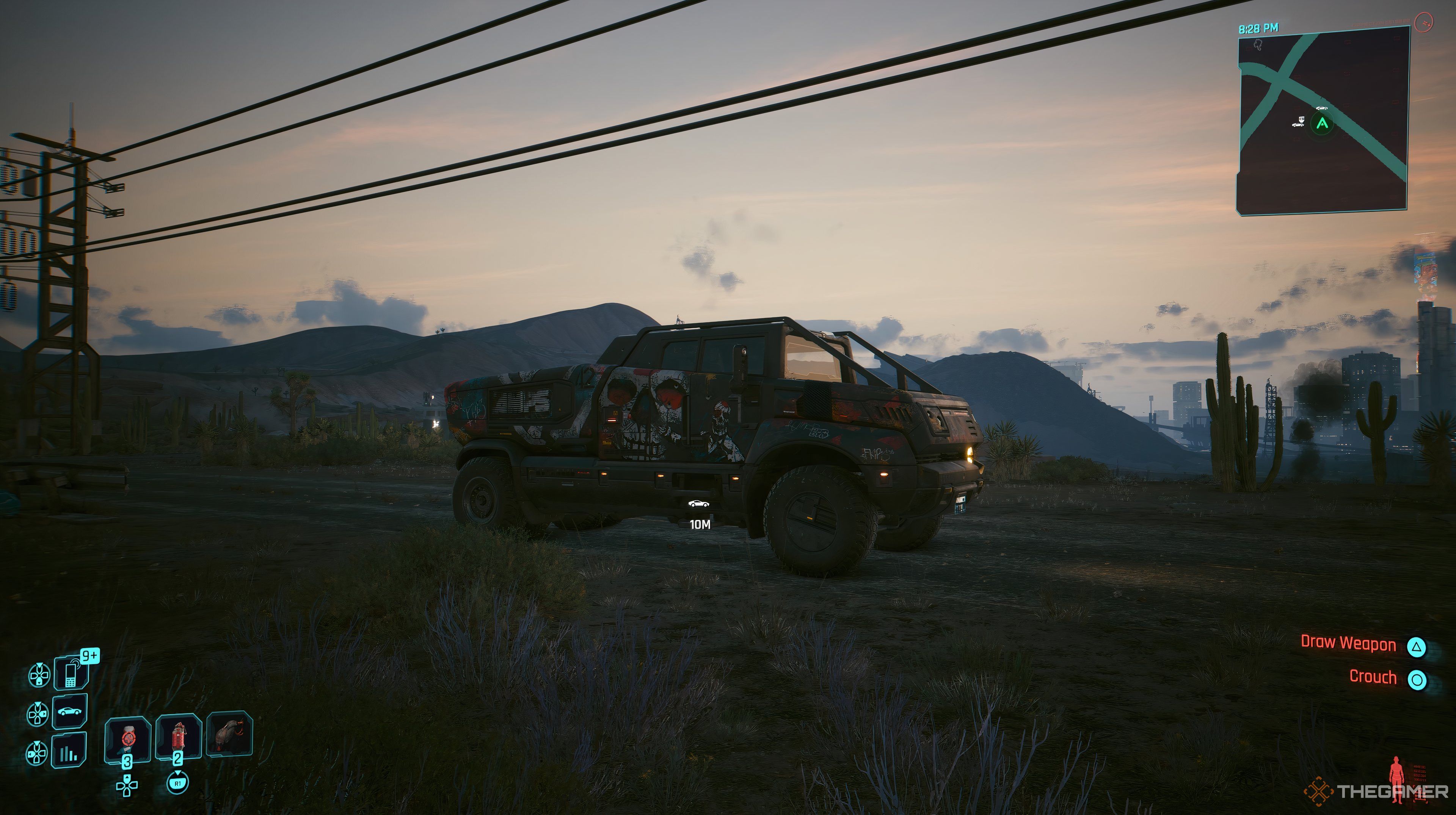 Player looking at the Aquila in Cyberpunk 2077.