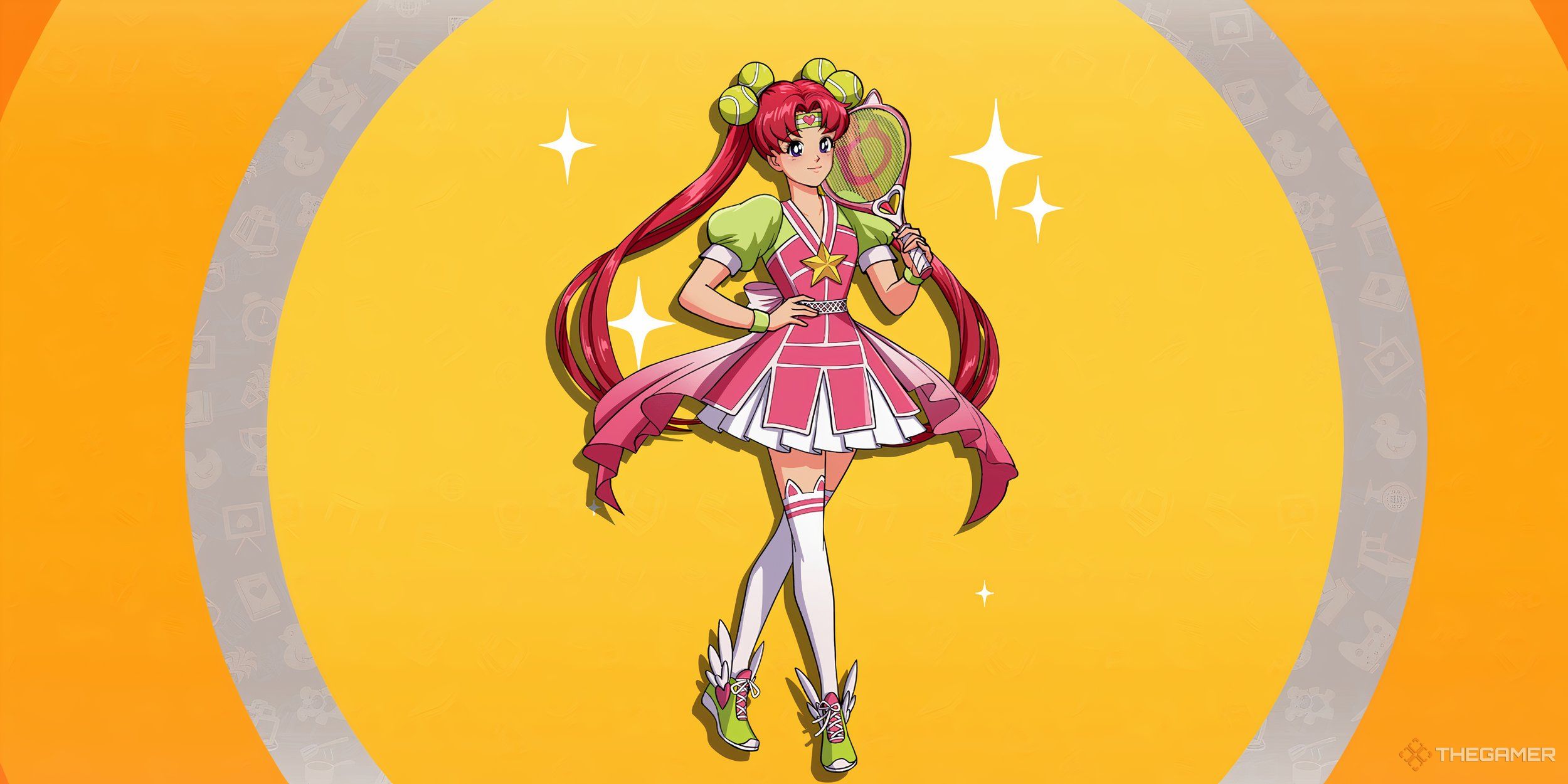 Date Everything Hero-Hime on an orange and silver circle background.