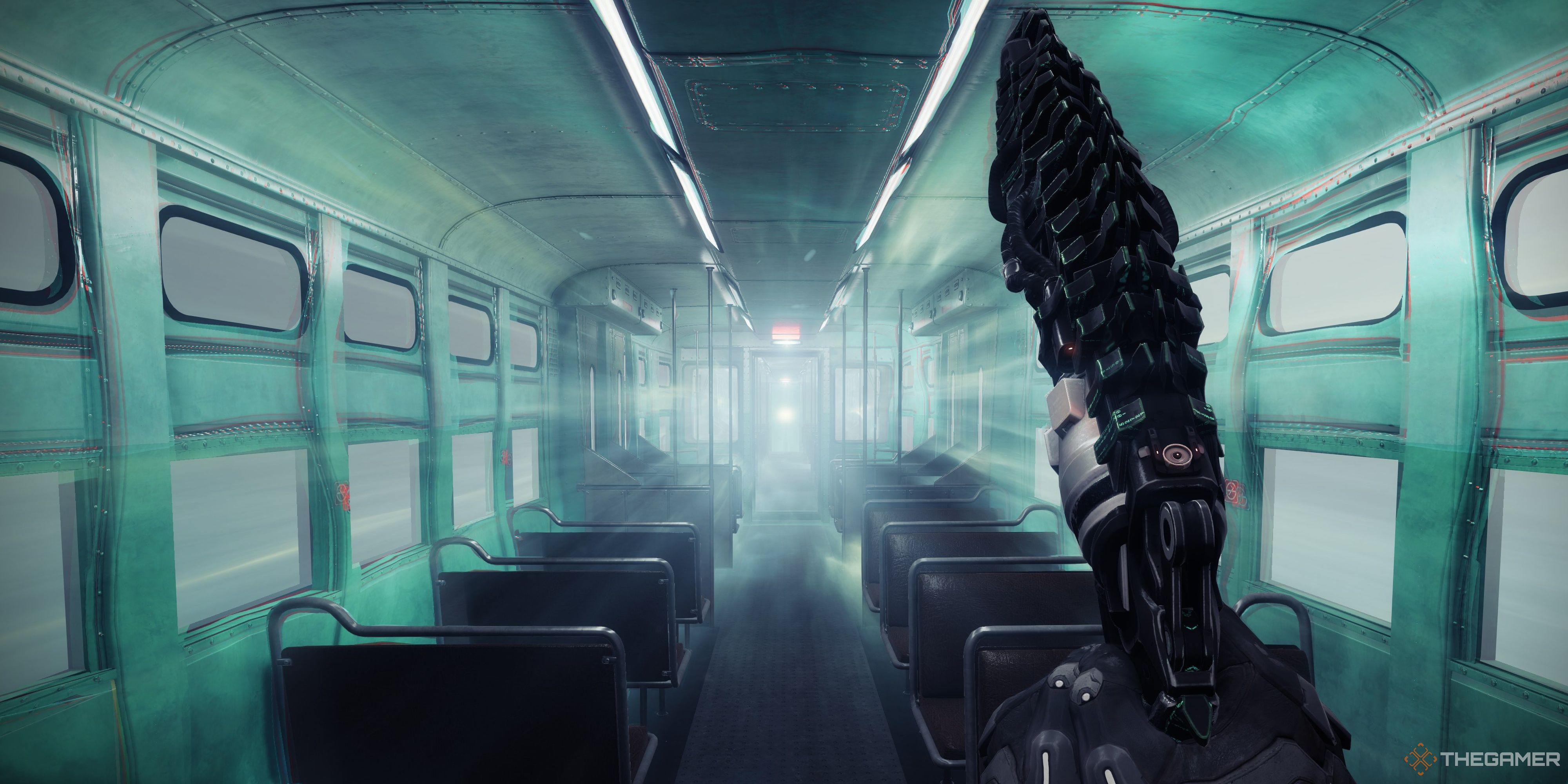 Destiny 2 Guardian Running Through Train