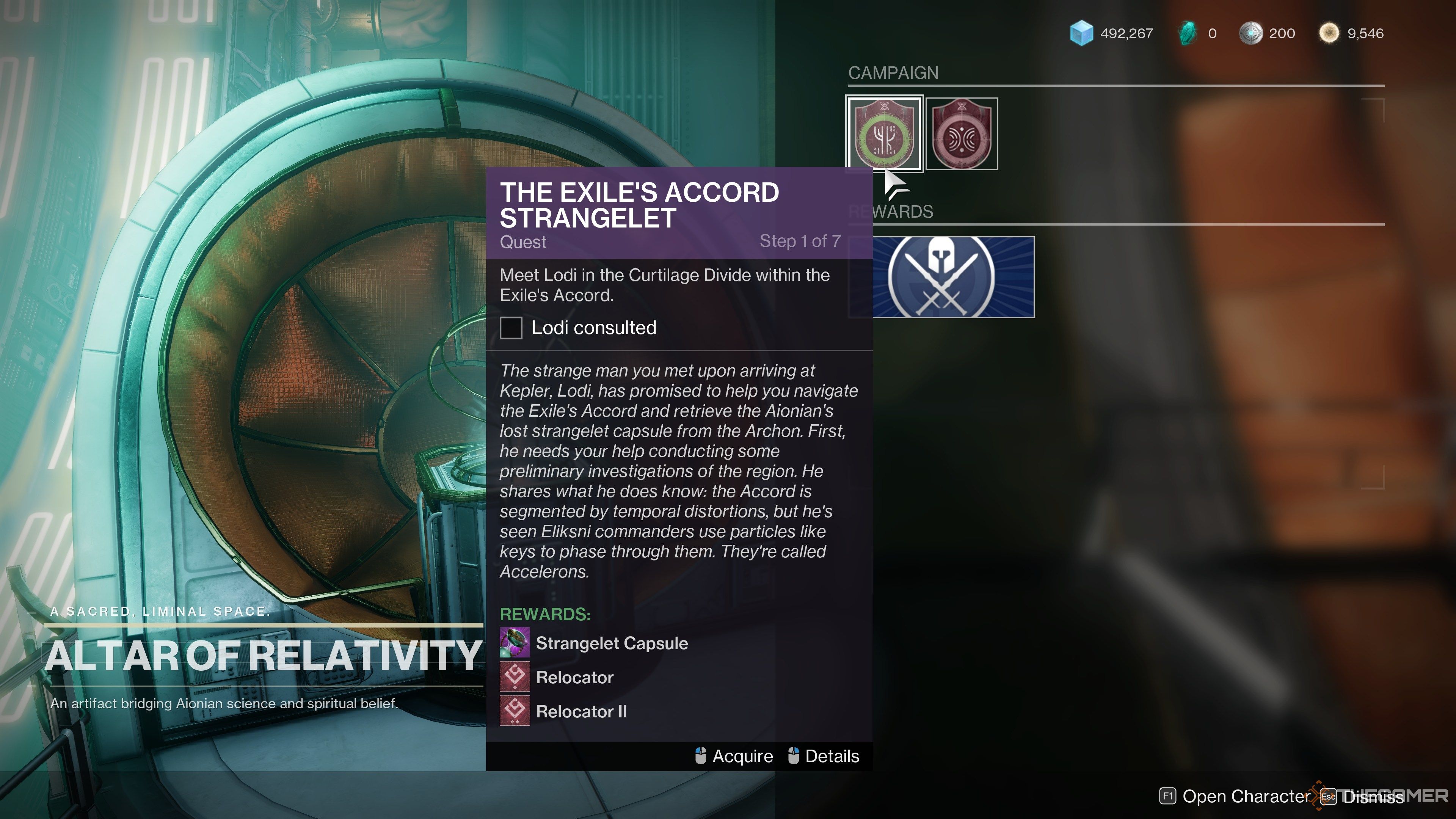 Destiny 2 The Exile's Accord Strangelet Quest