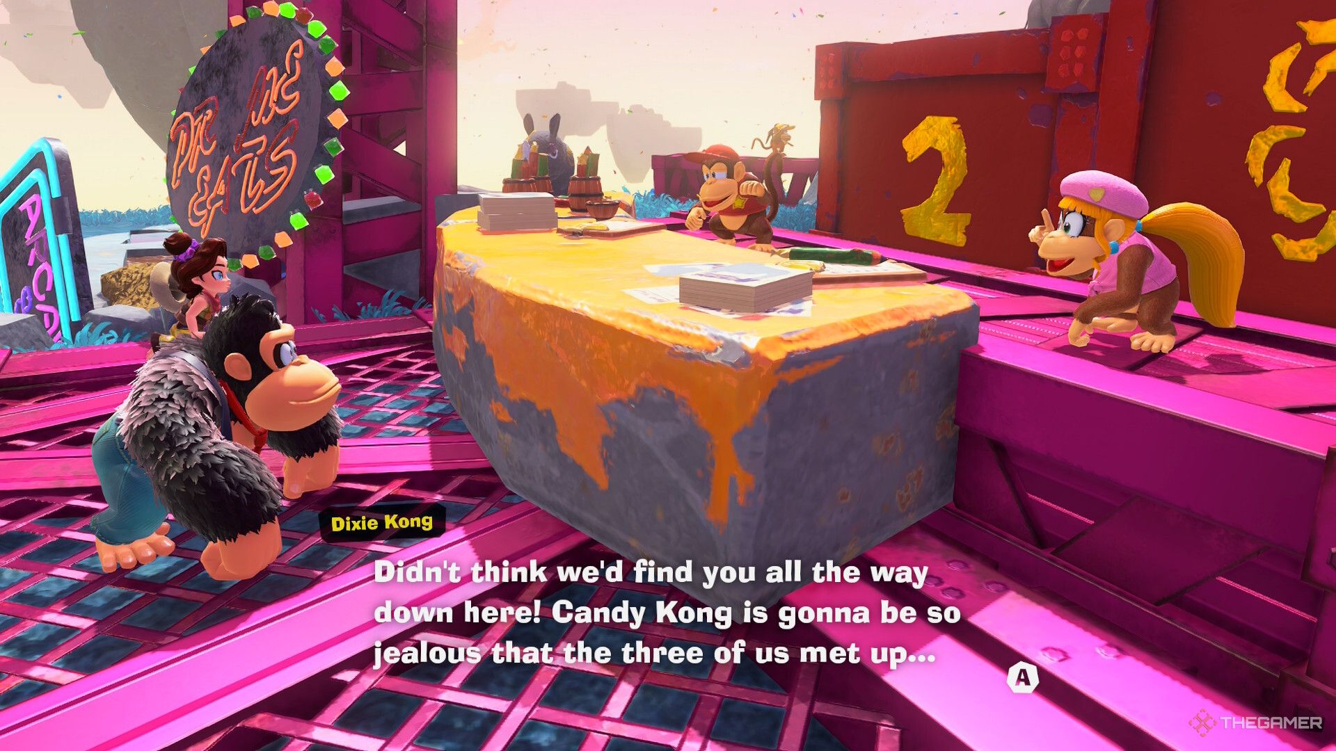 Dixie Kong mentioning Candy Kong in Donkey Kong Bananza.