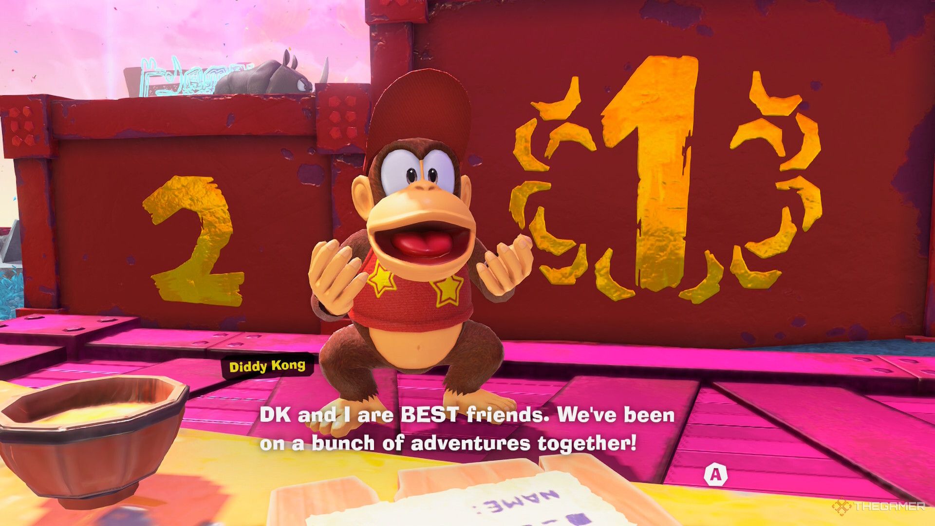 Diddy Kong referencing DKC in Donkey Kong Bananza.