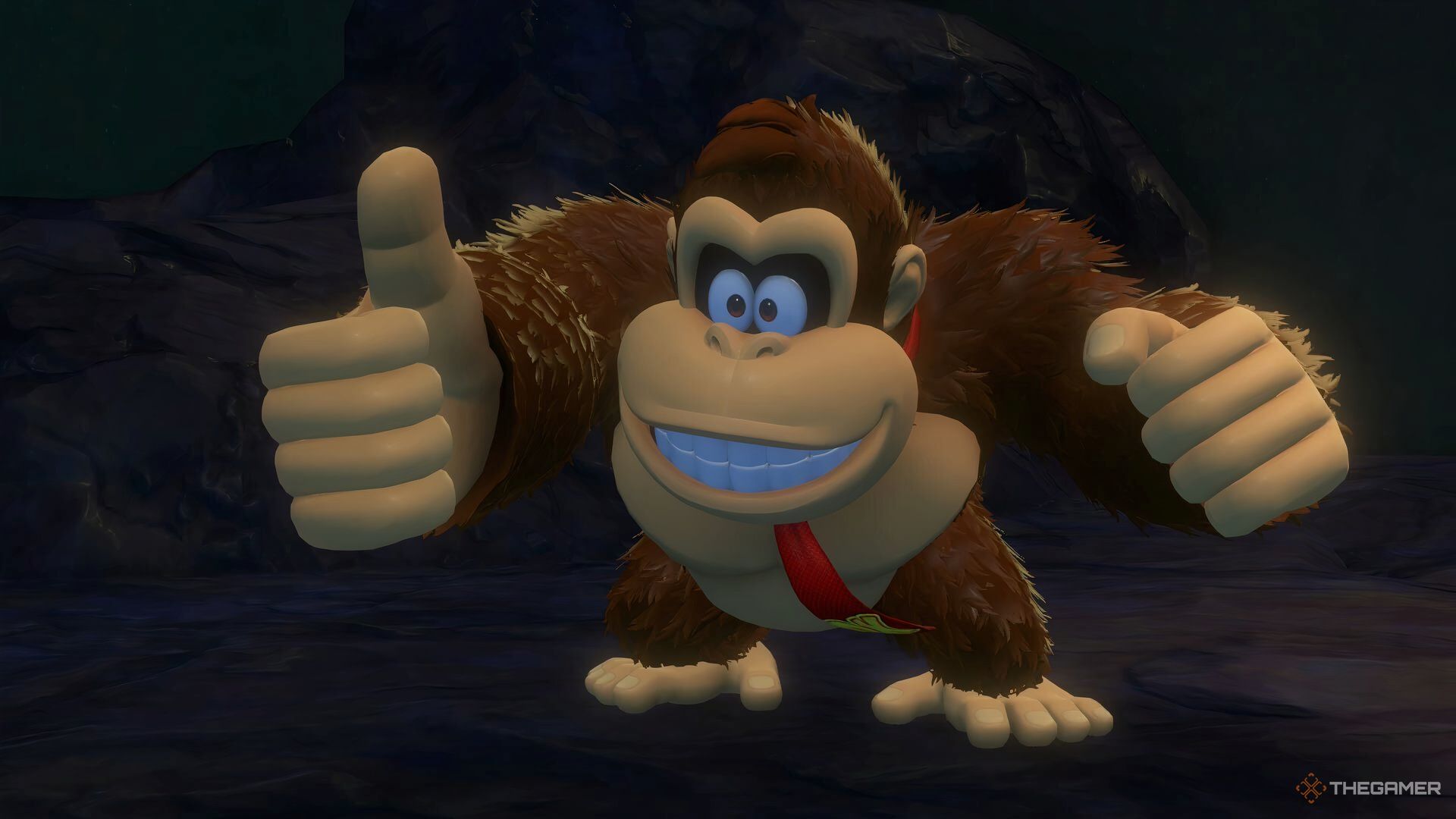 Donkey Kong giving a thumbs up in Donkey Kong Bananza.