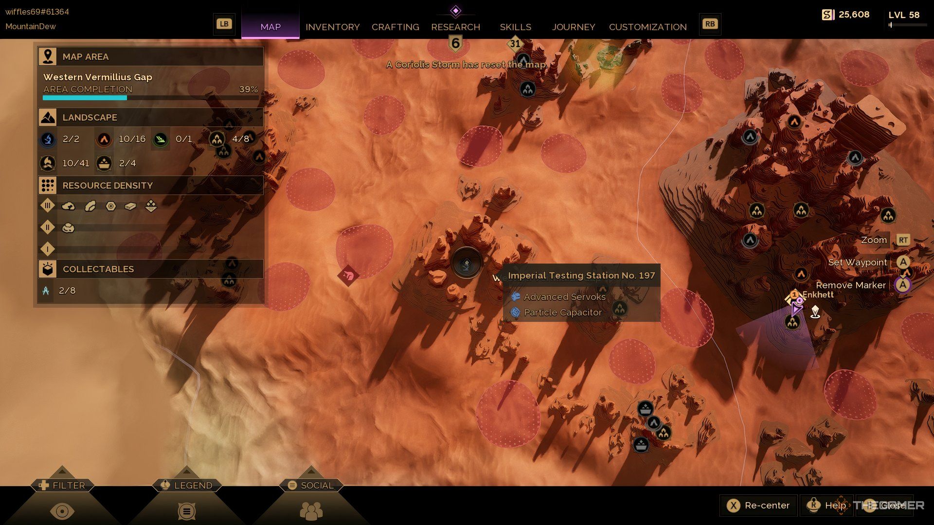 Imperial Testing Station 197 highlighted on the map of Dune: Awakening. 
