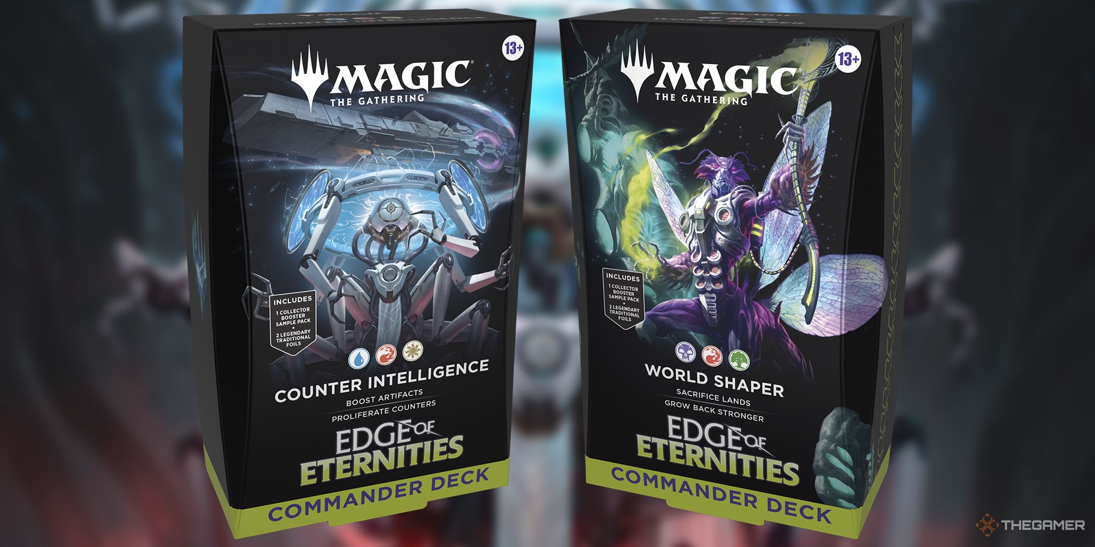 Edge of Eternities commander decks side by side.