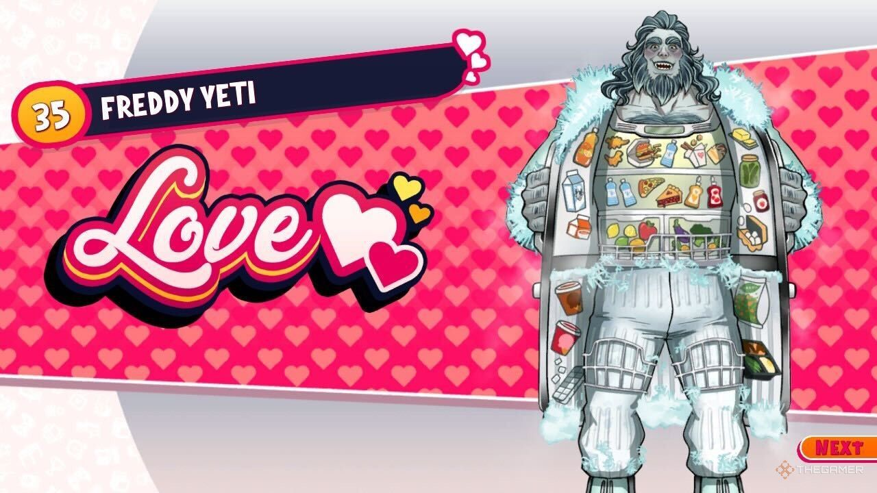 Getting a love ending with Freddy Yeti in Date Everything!