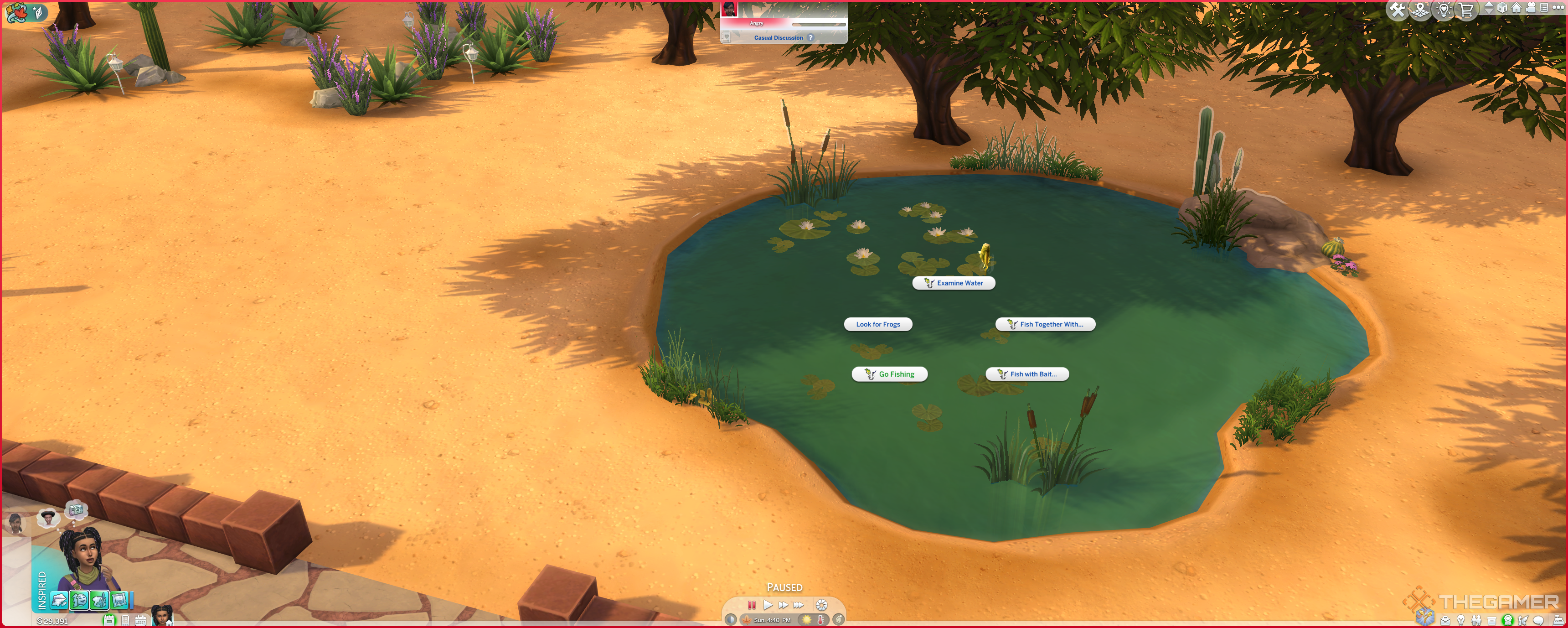 Go fishing interaction on a pond in Desert Bloom Park.