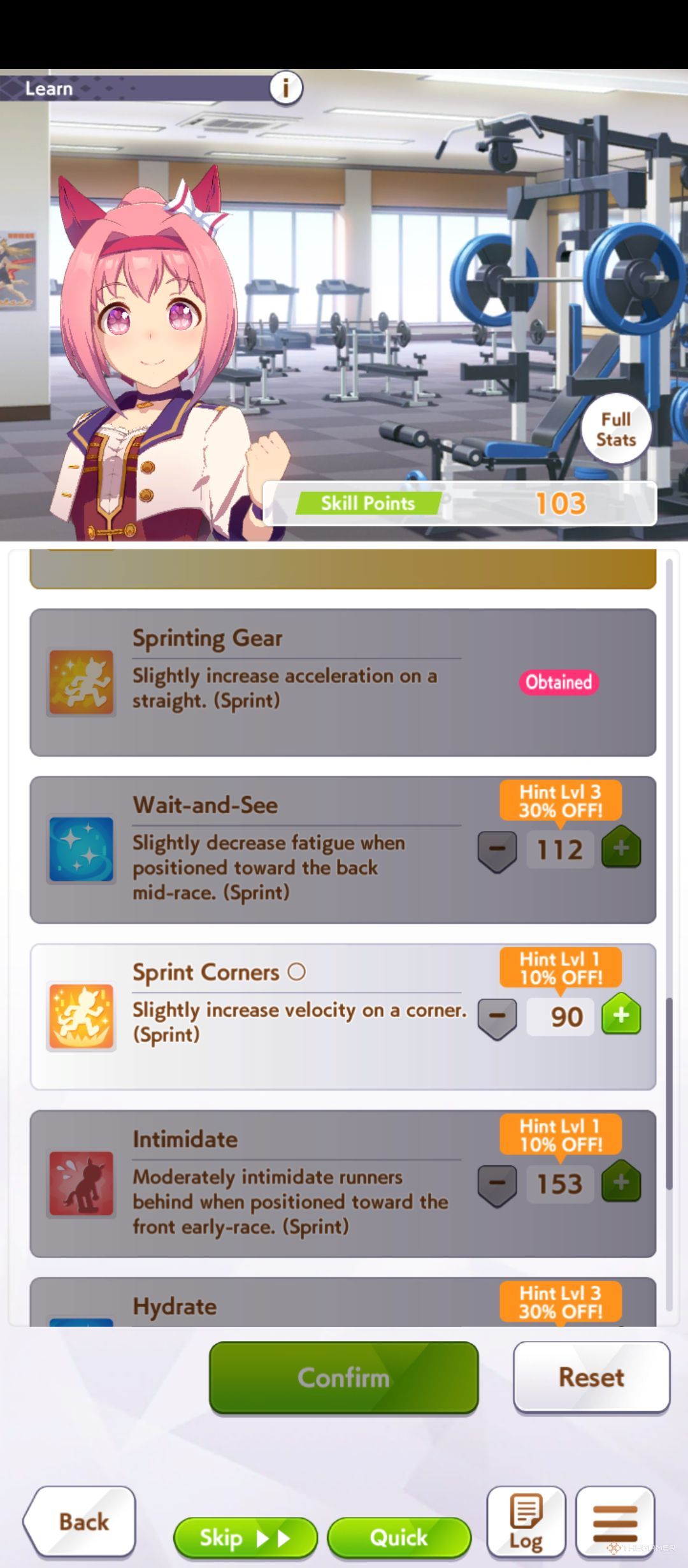 Haru Urara skills are shown in Umamusume Pretty Derby.
