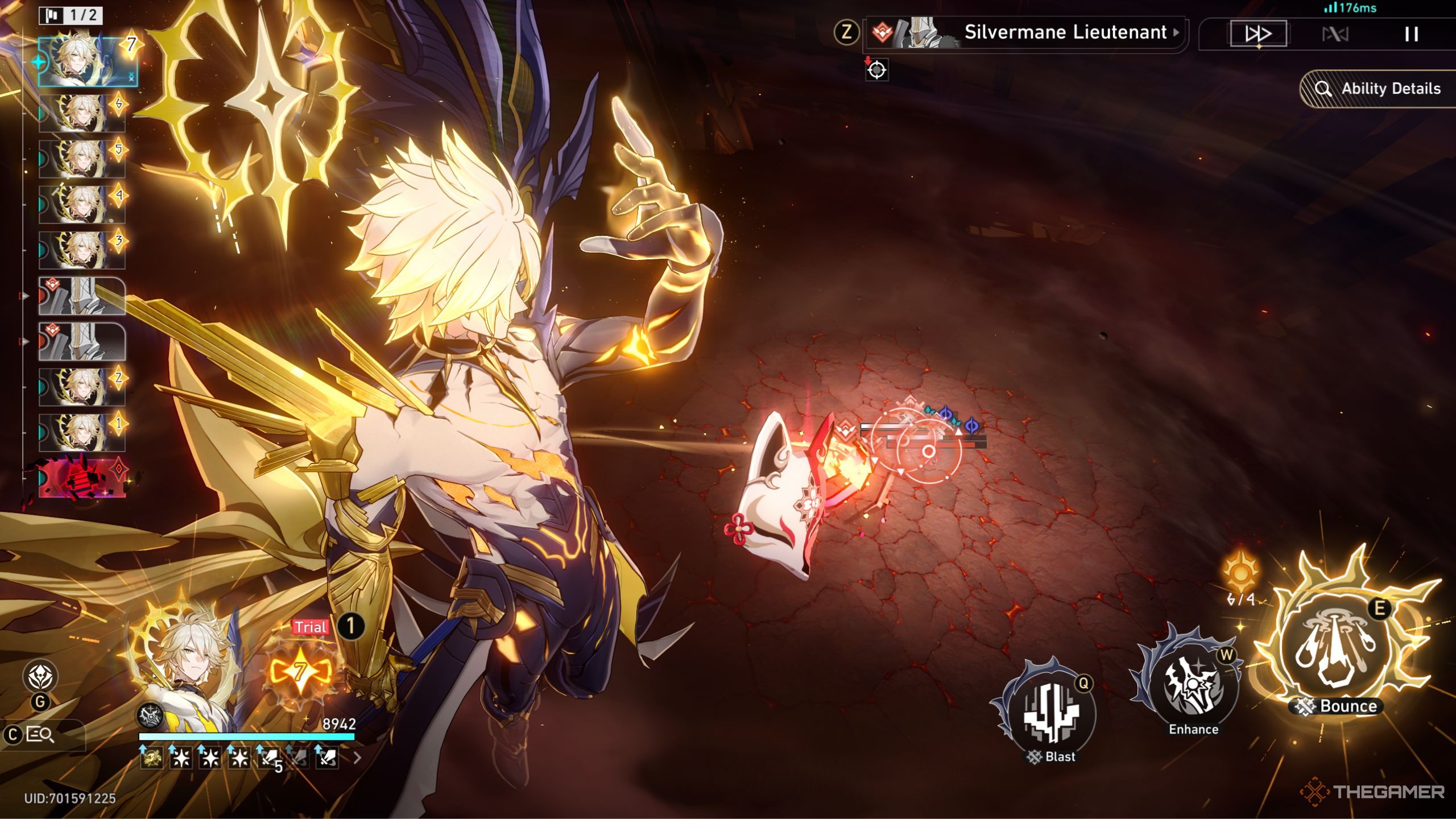 Honkai Star Rail Khaslana looking down on enemies.