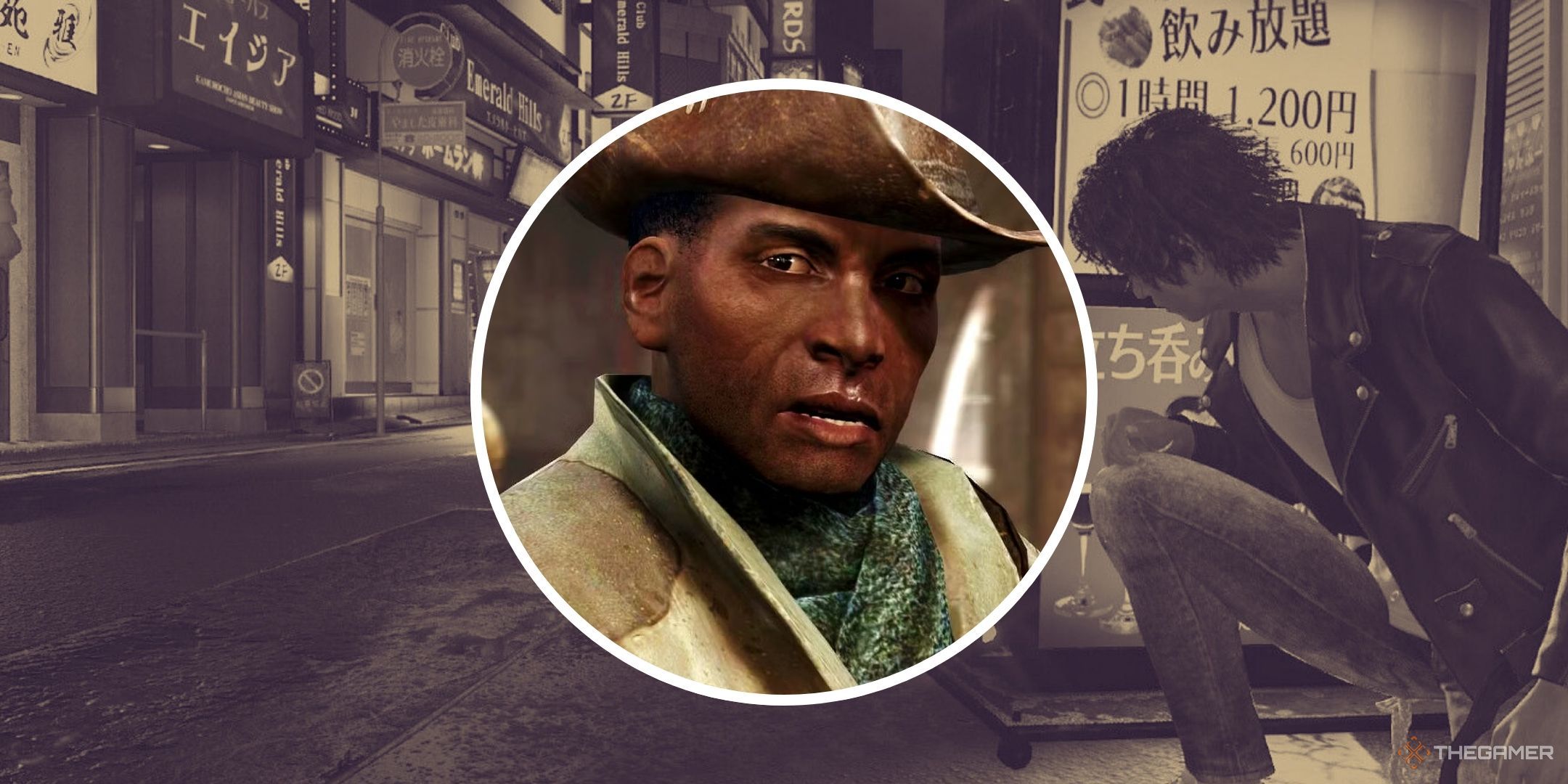Image from Judgment in the background, while there is an image of Preston Garvey in the foreground.