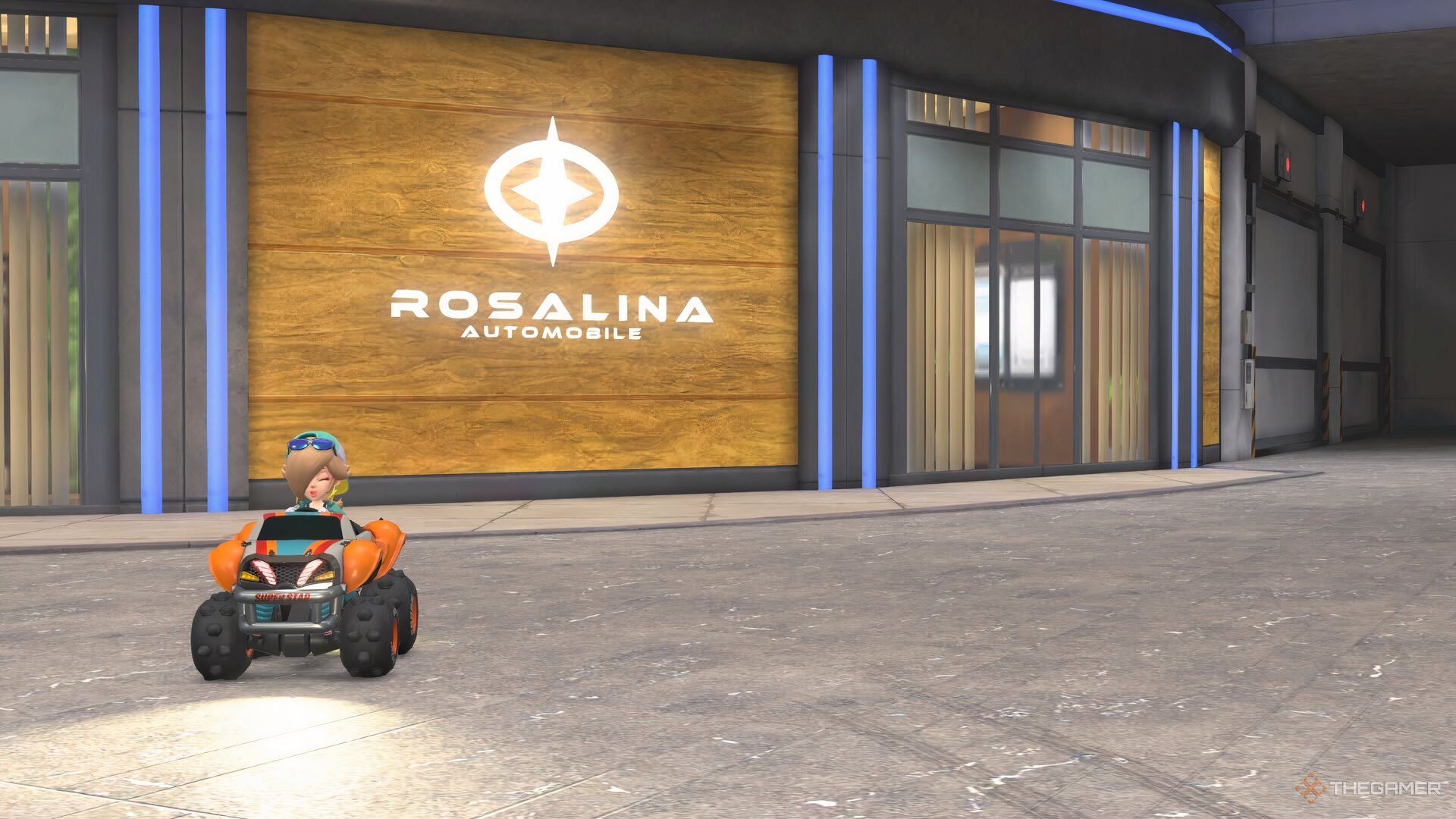 Rosalina sat in front of her automobile headquarters.