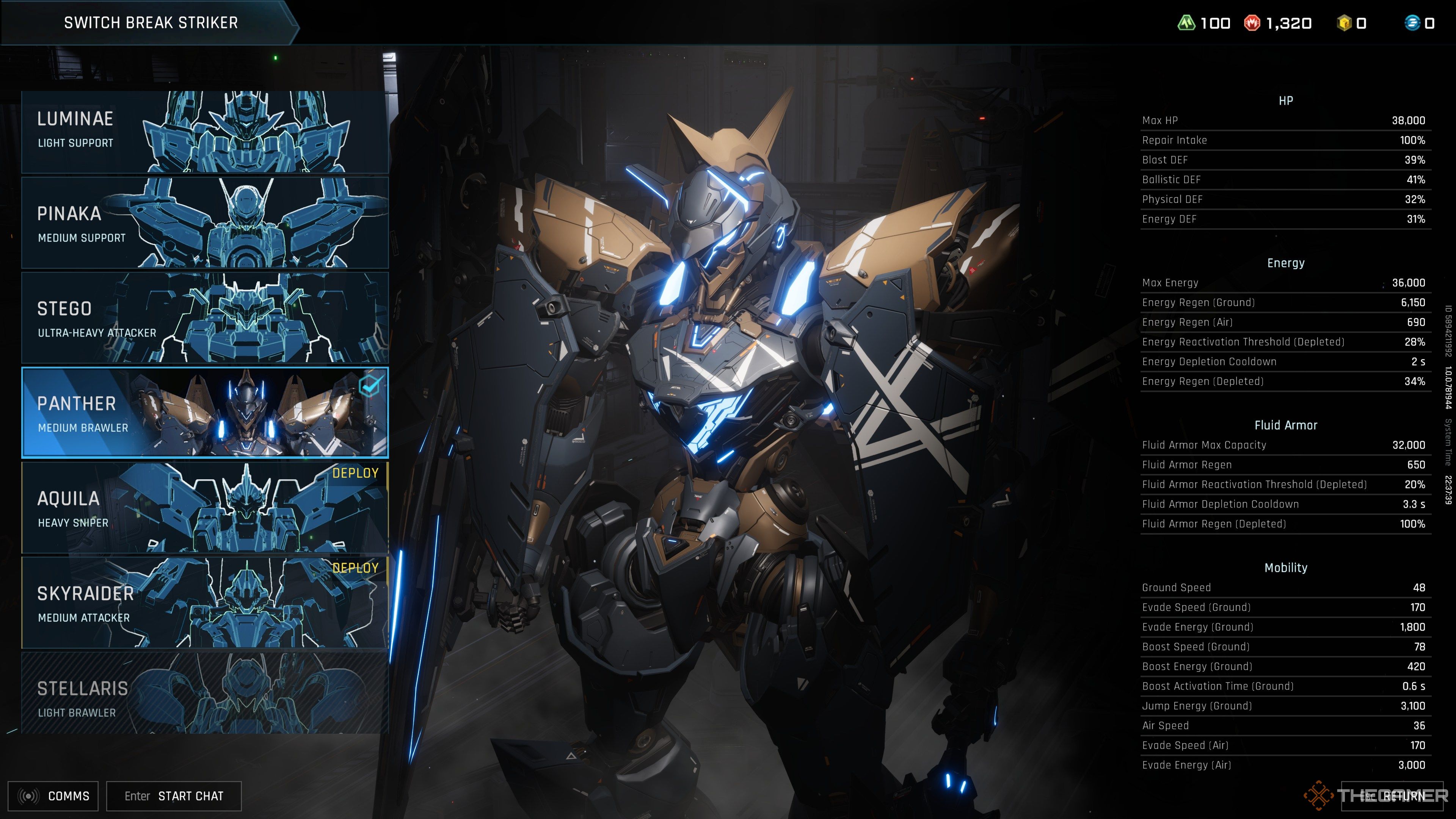 Mecha Break Panther Stats