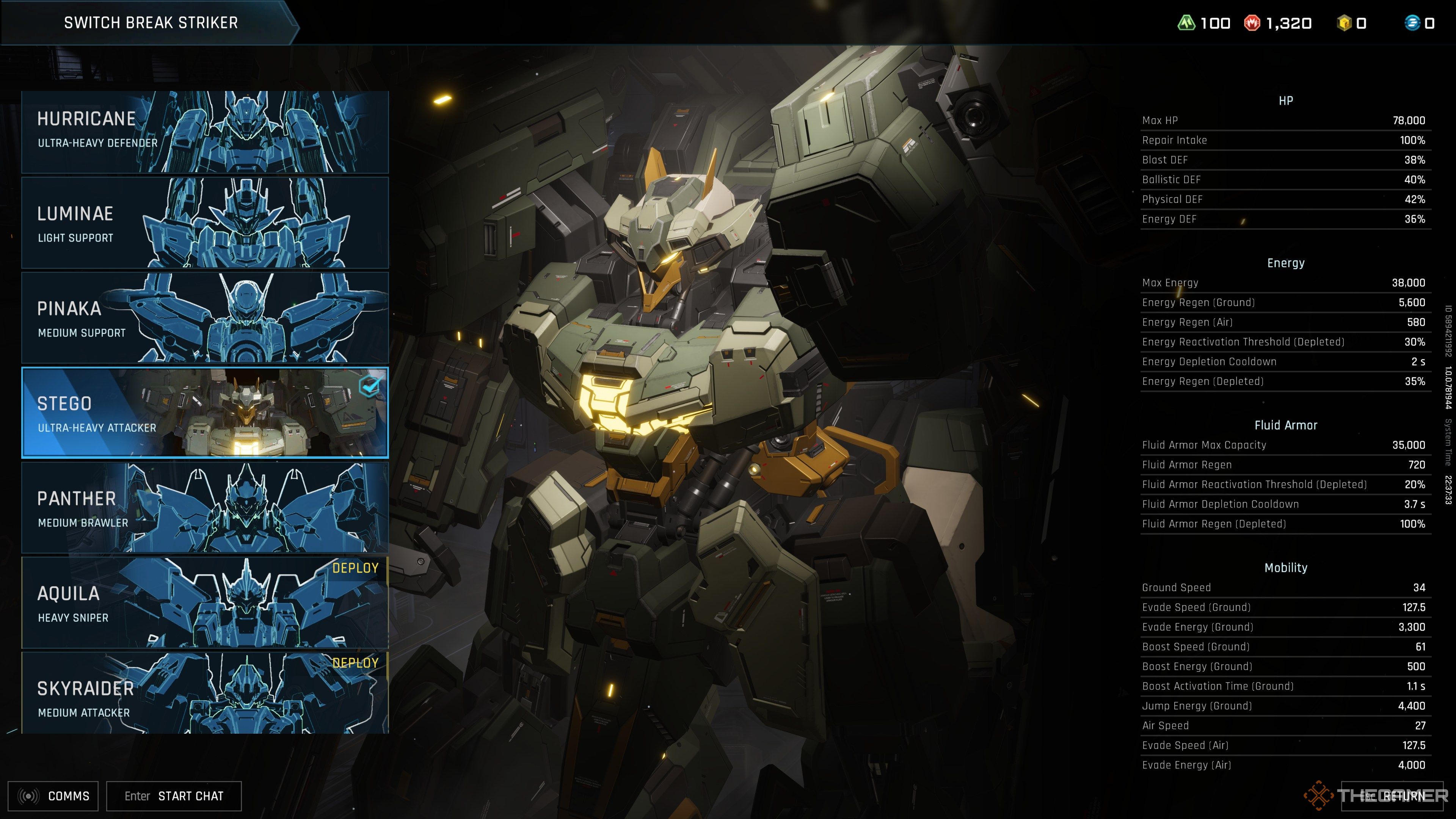 Mecha Break Stego Stats