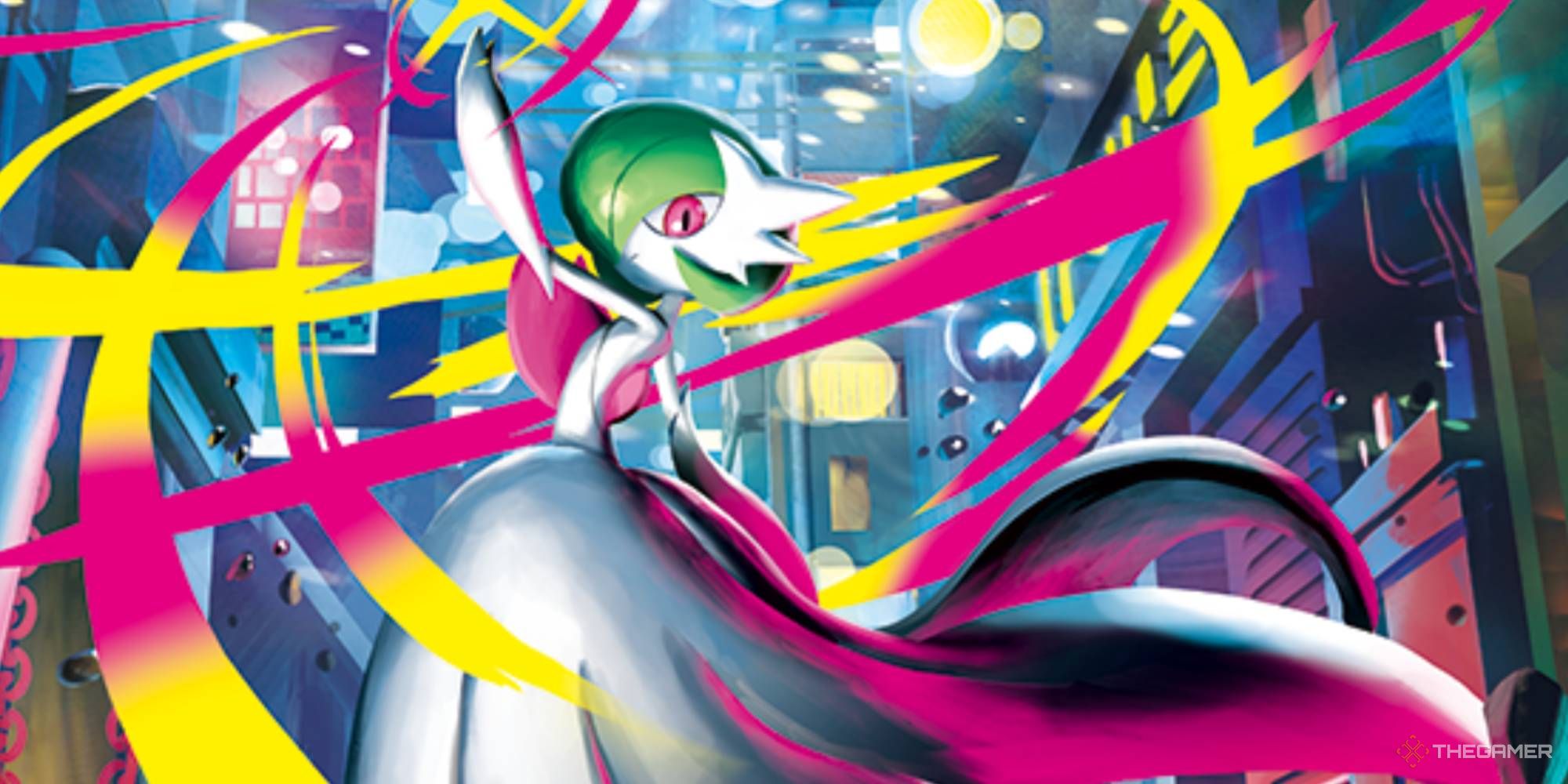 Mega Gardevoir official artwork for Pokemon TCG set Mega Evolution.