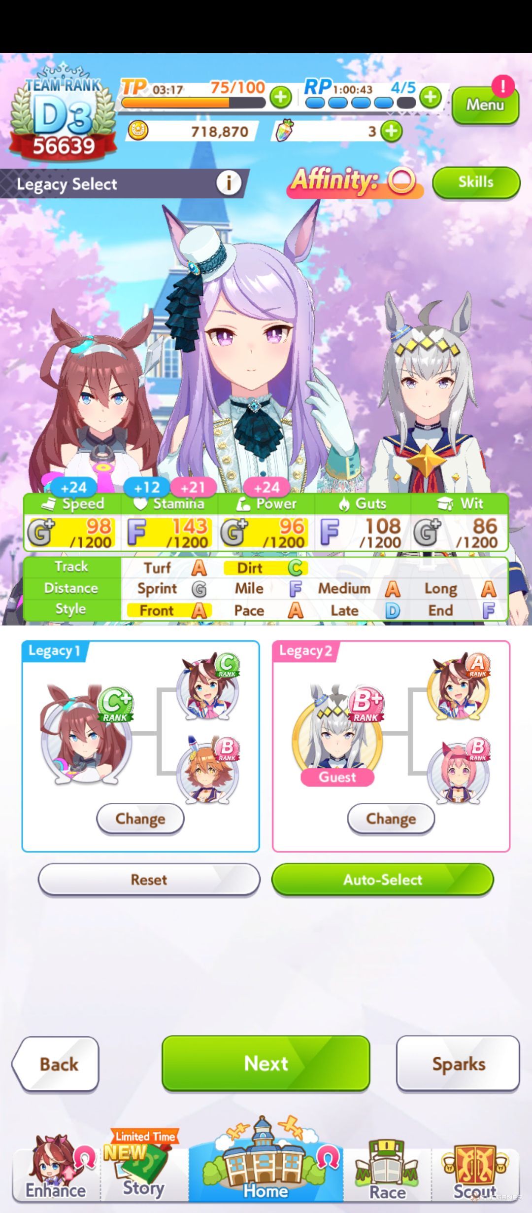 Mejiro McQueen End of the Skies legacies are shown in Umamusume Pretty Derby.