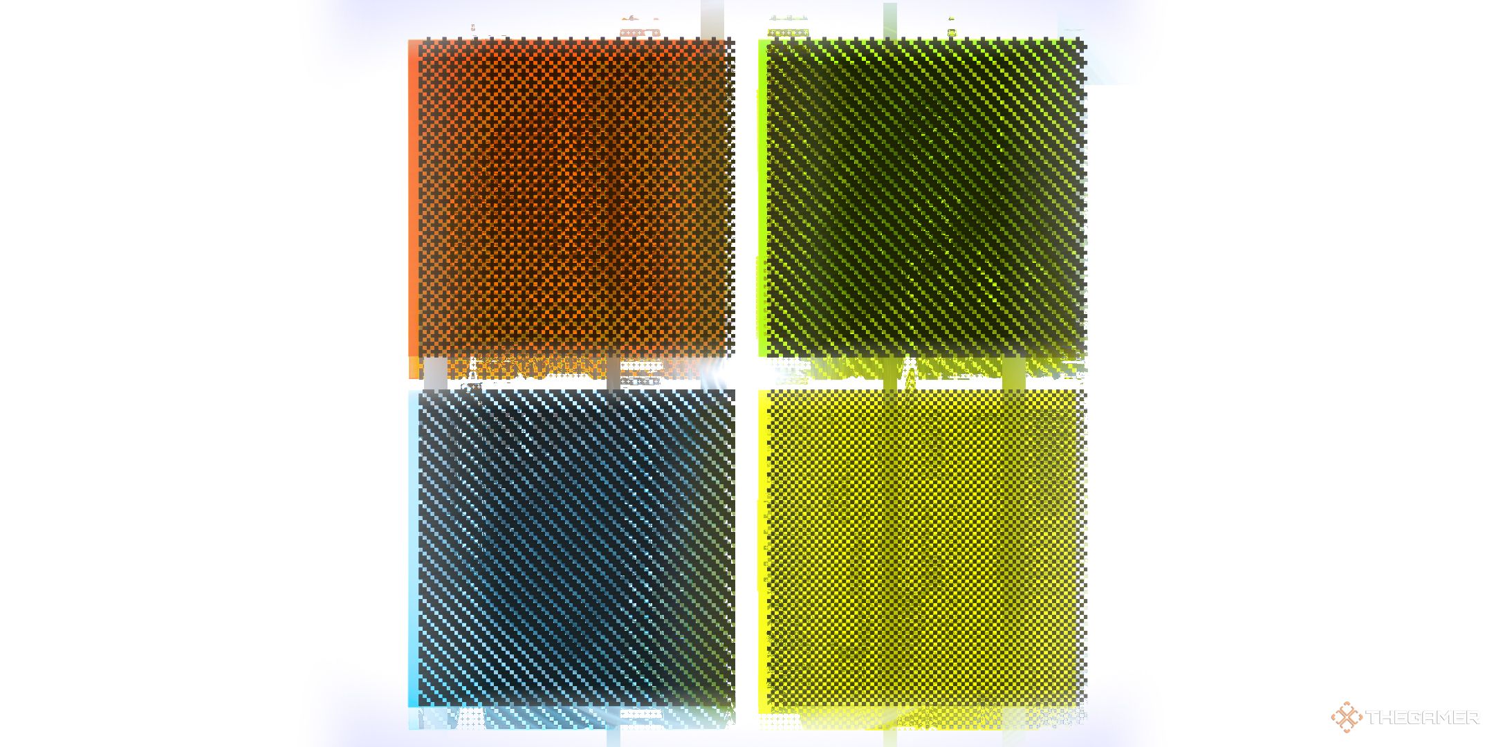 The Microsoft logo with filters over.