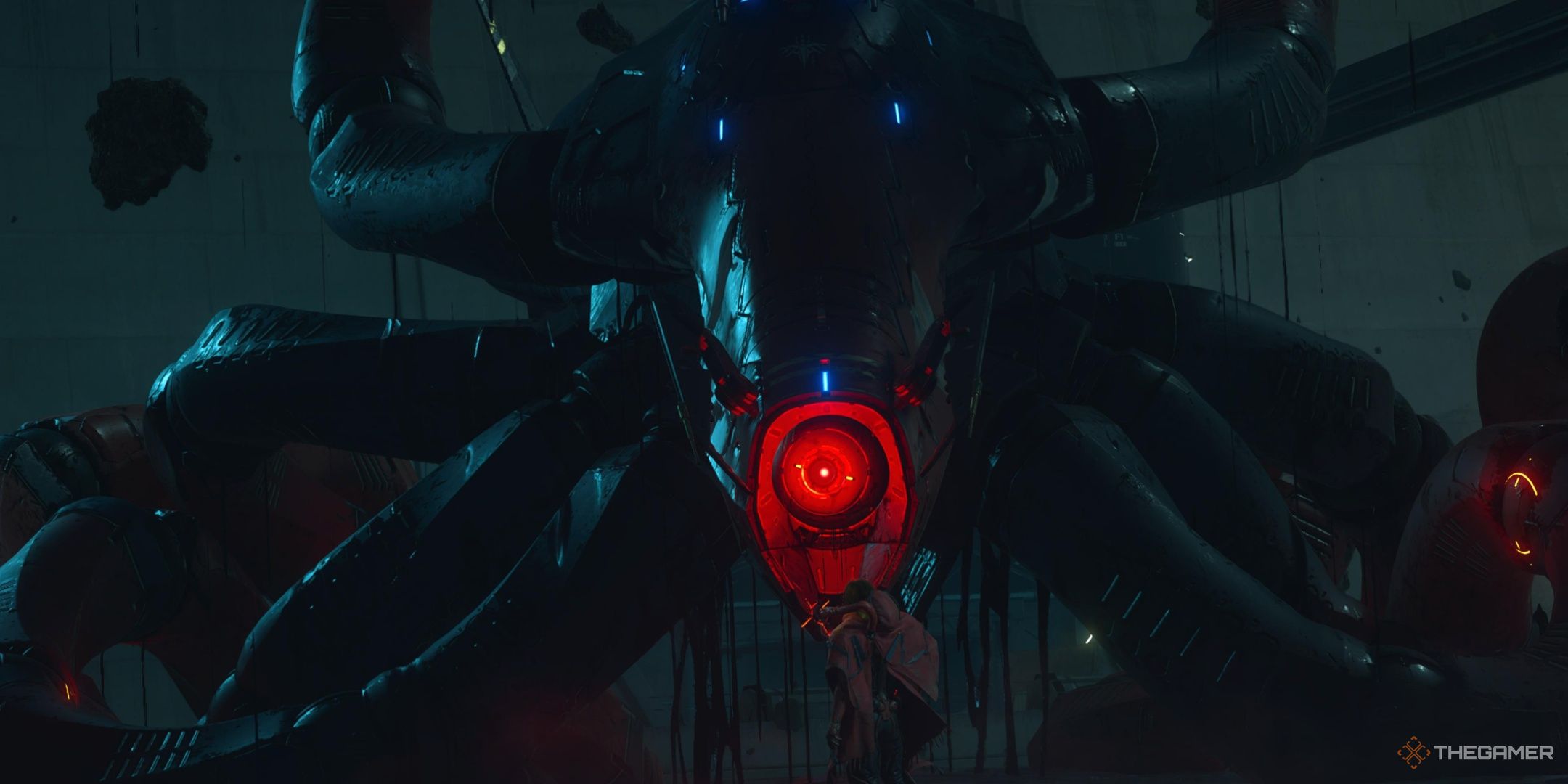 A giant mech octopus in death stranding 2: on the beach.
