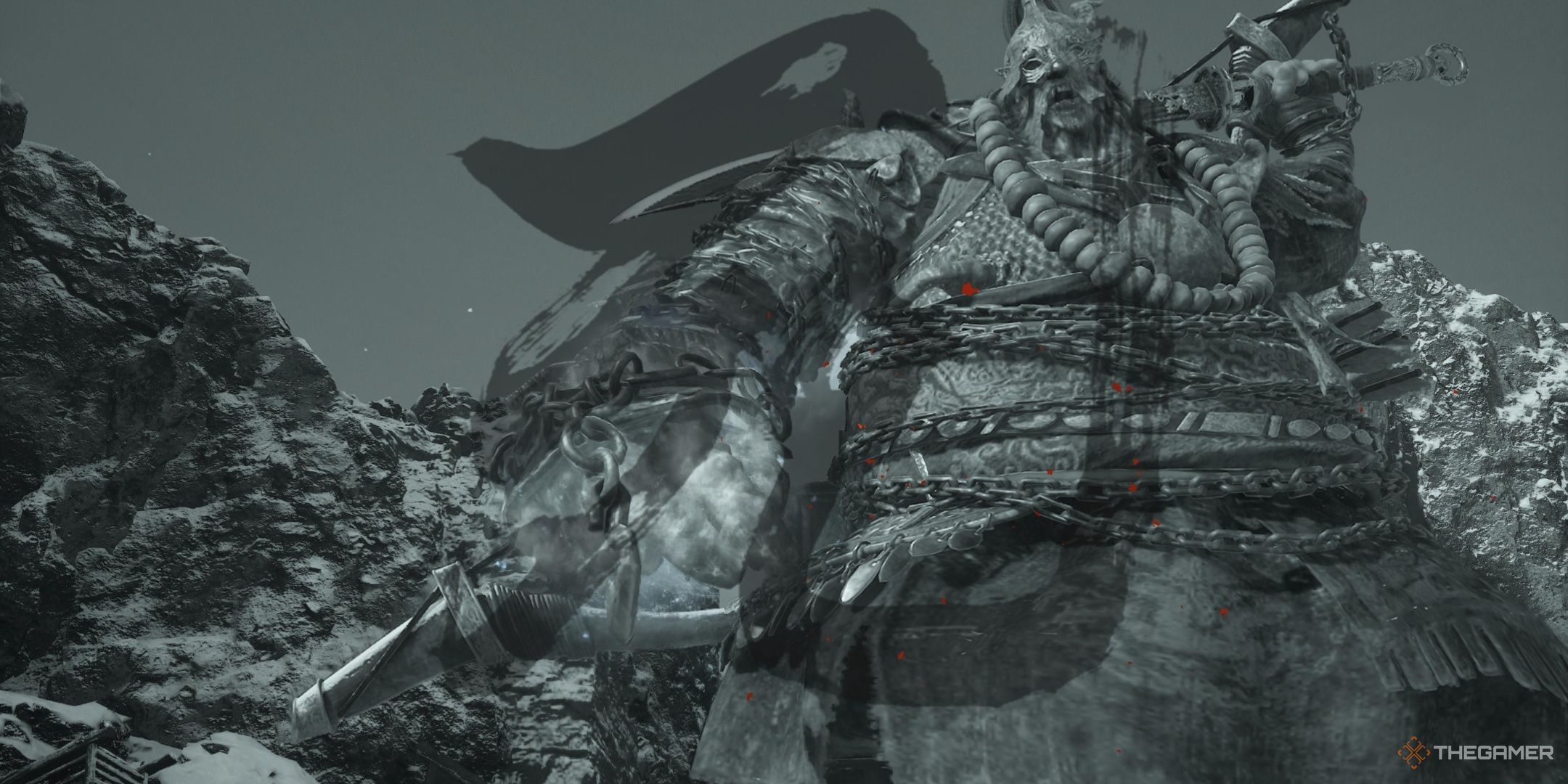 General of the north Ai Nengqi in black and white in wuchang fallen feathers.