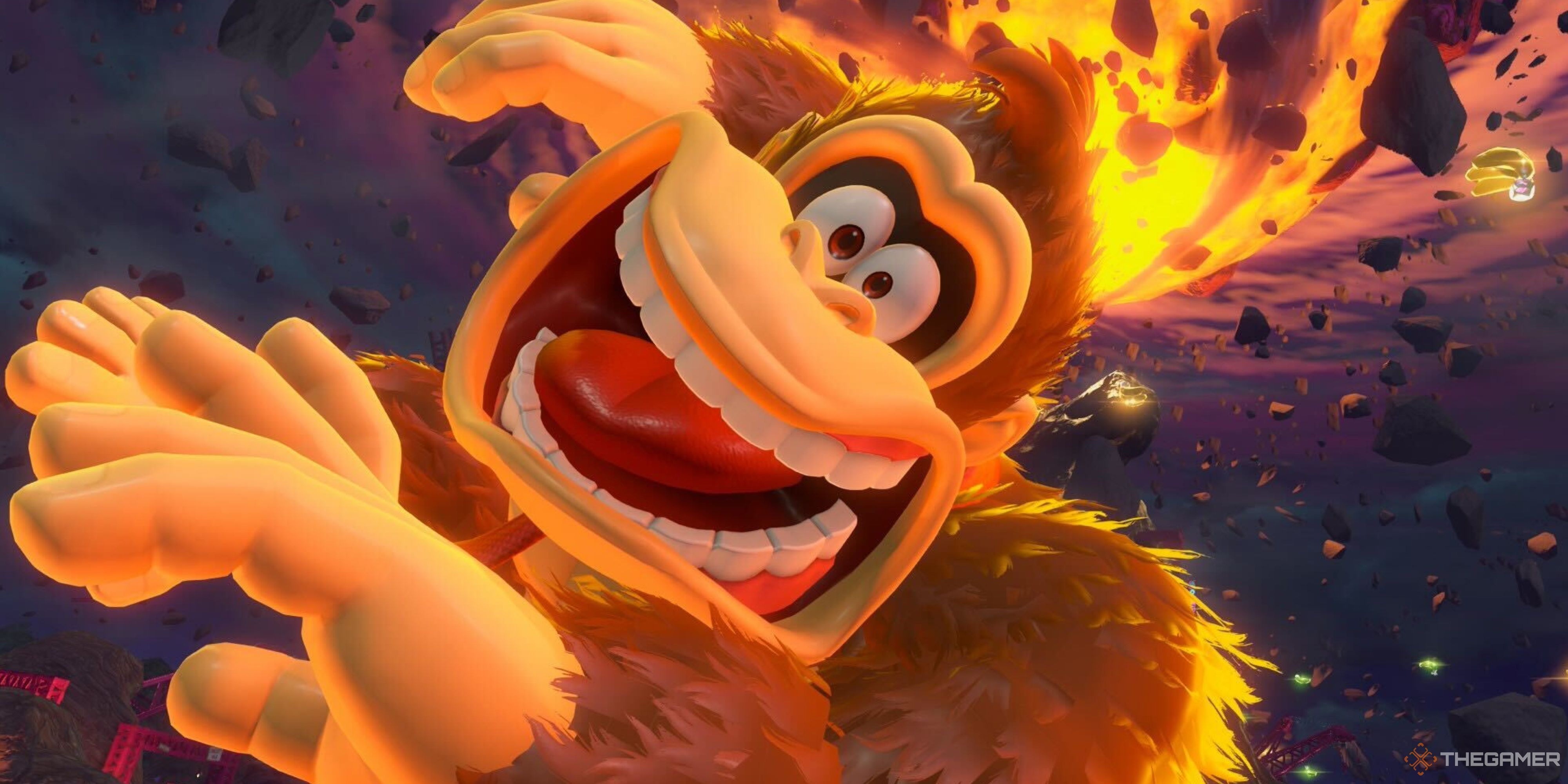 donkey kong falling through the sky in bananza.